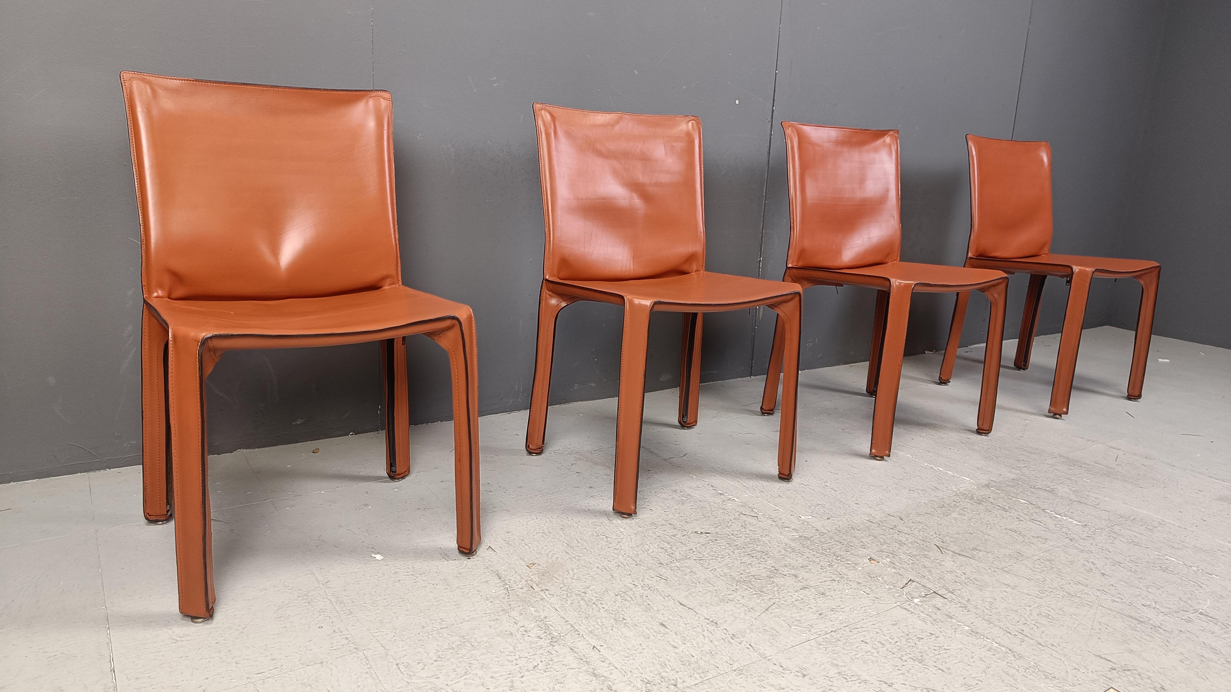 Late 20th Century Set of 4 Cassina Cab Chairs by Mario Bellini, 1980s