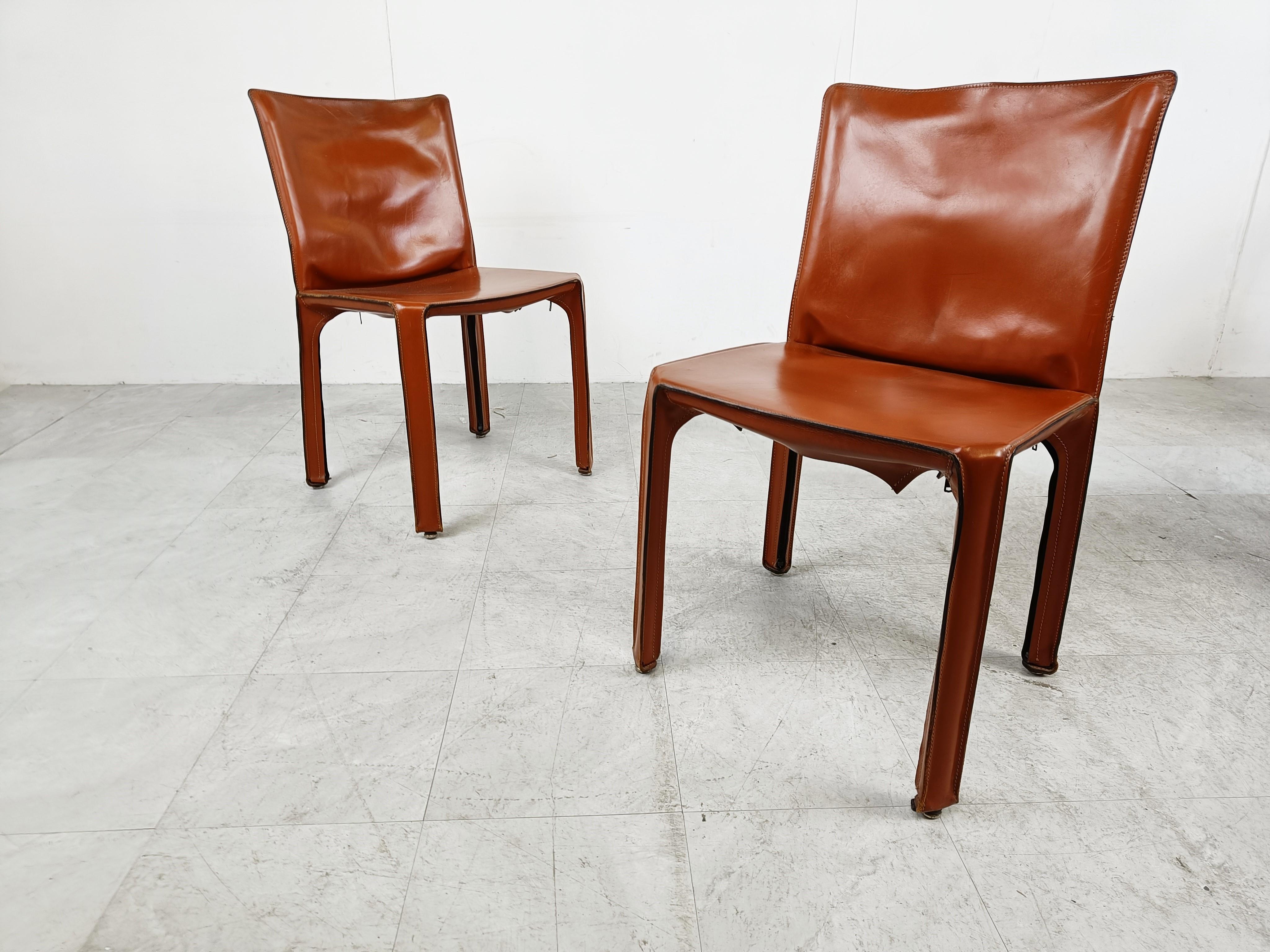 Set of 4 Cassina Cab Chairs by Mario Bellini, 1980s 1
