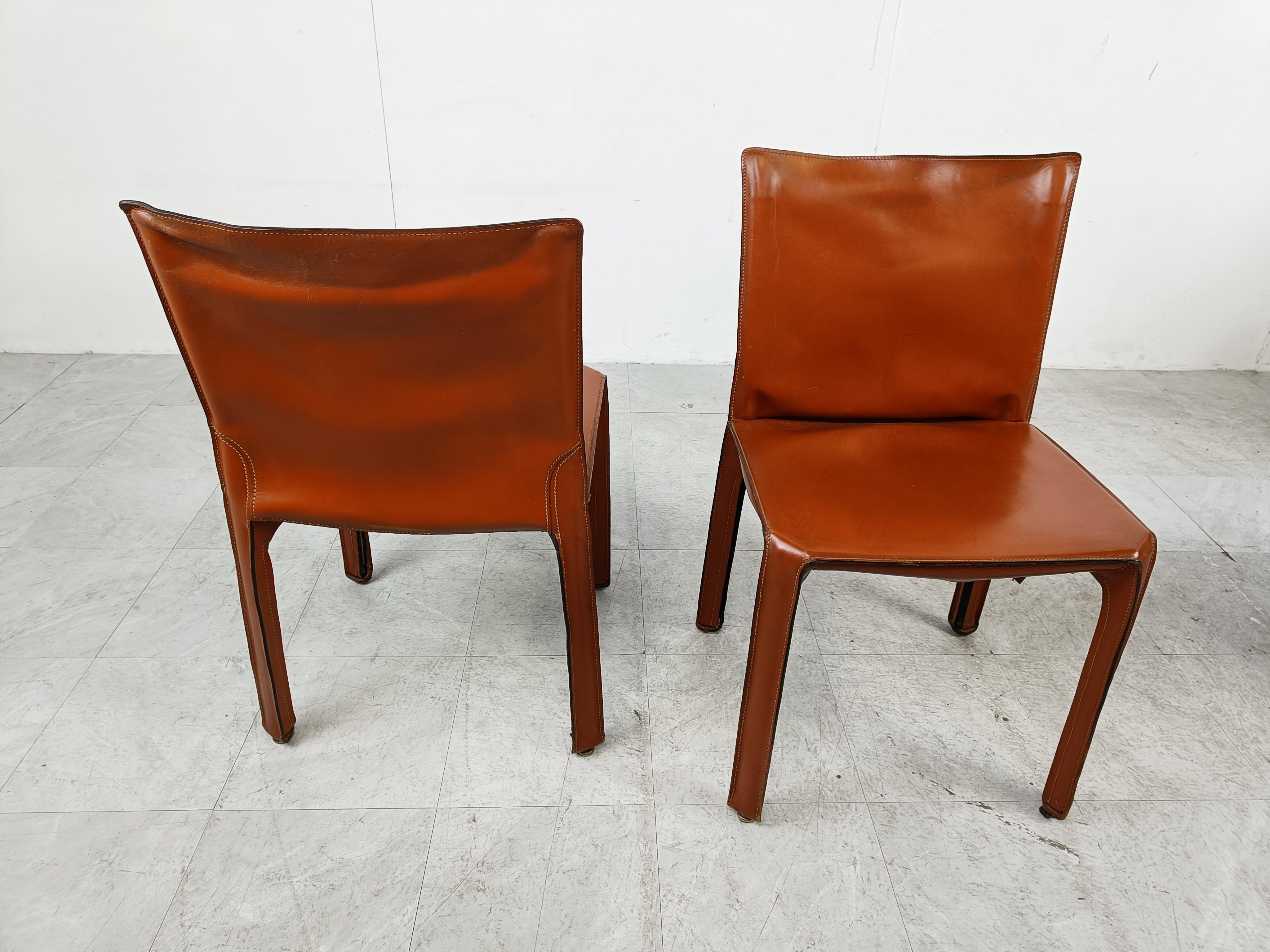 Set of 4 Cassina Cab Chairs by Mario Bellini, 1980s 2