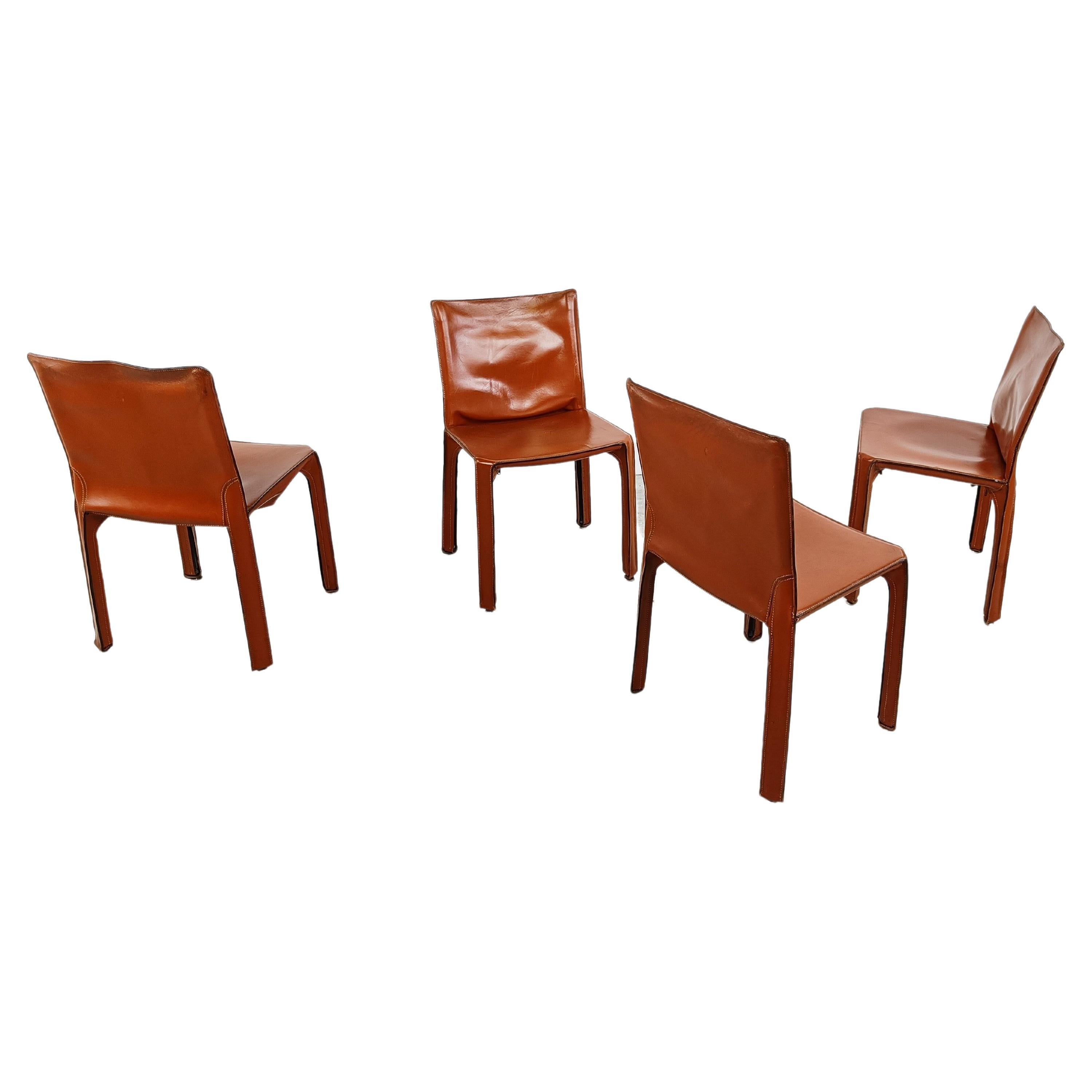 Set of 4 Cassina Cab Chairs by Mario Bellini, 1980s For Sale at 1stDibs