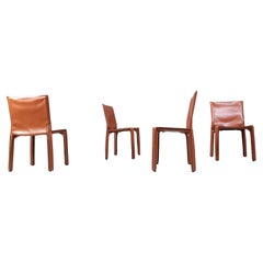 Set of 4 Cassina Cab Chairs by Mario Bellini, 1980s