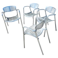 Set of 4 Cast Aluminum Jorge Pensi Toledo Outdoor Dining Chairs Spain 1985