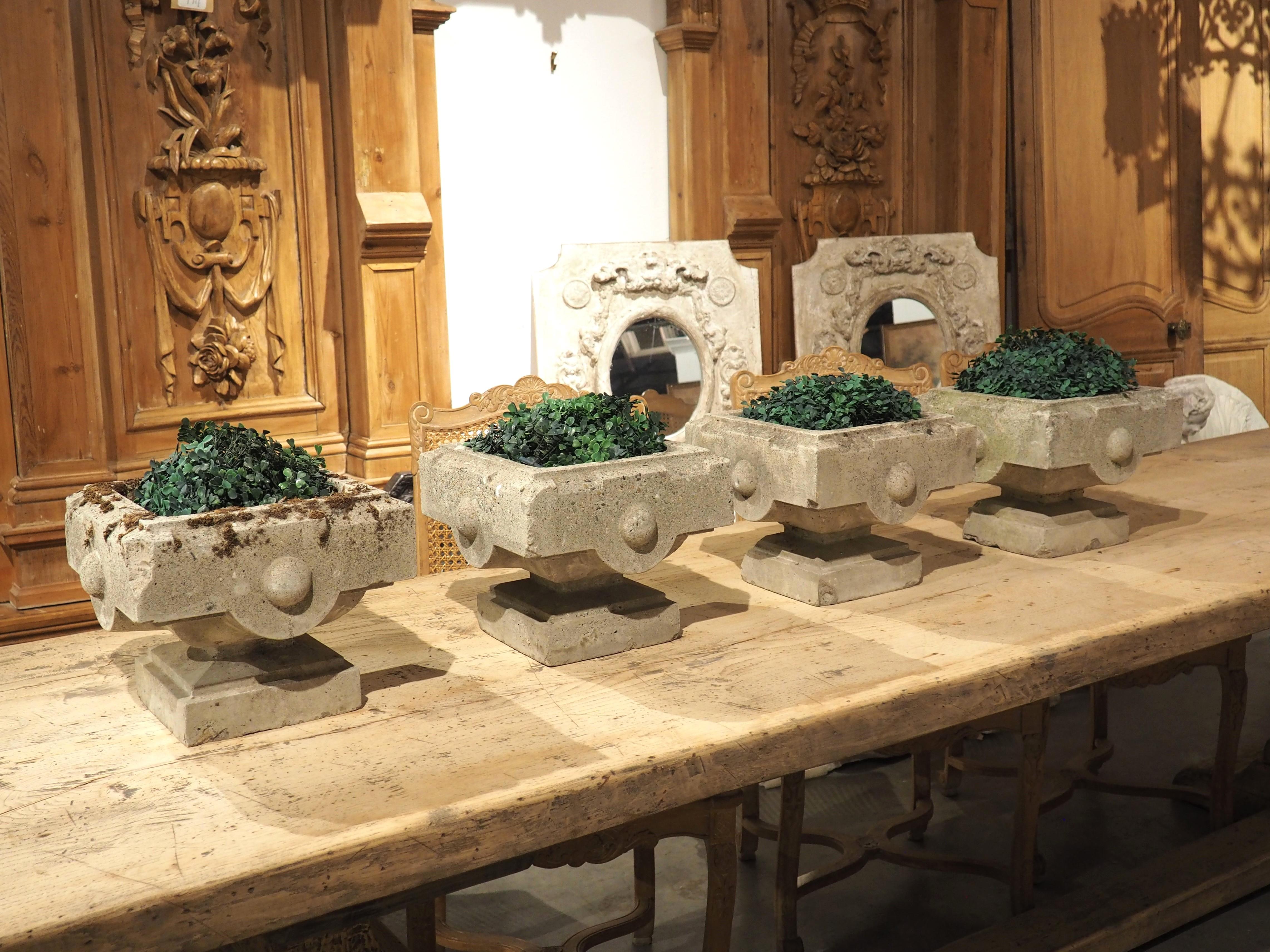 Set of 4 Cast Stone Jardiniere Planters from the North of France, Circa 1950 9