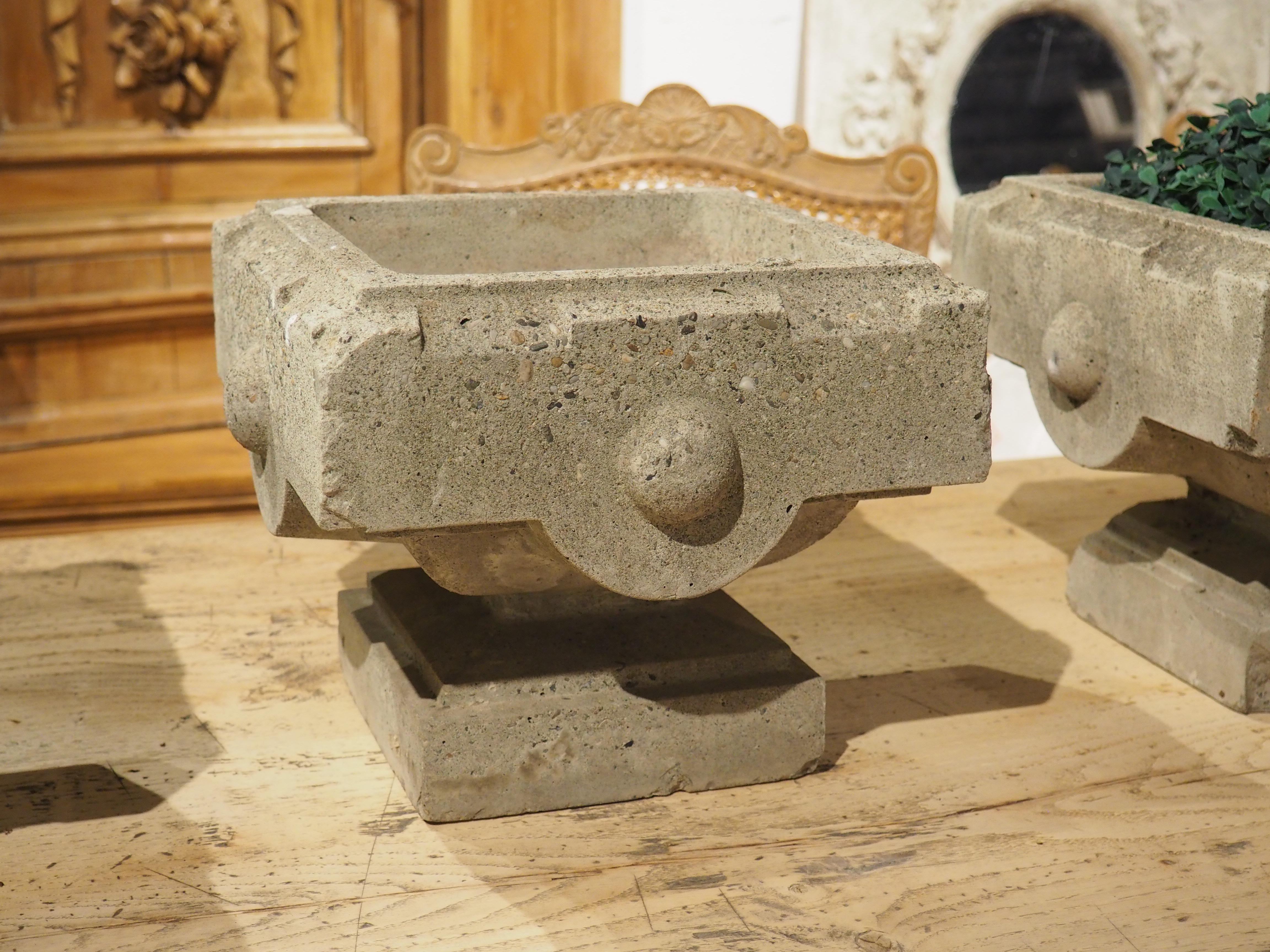 French Set of 4 Cast Stone Jardiniere Planters from the North of France, Circa 1950