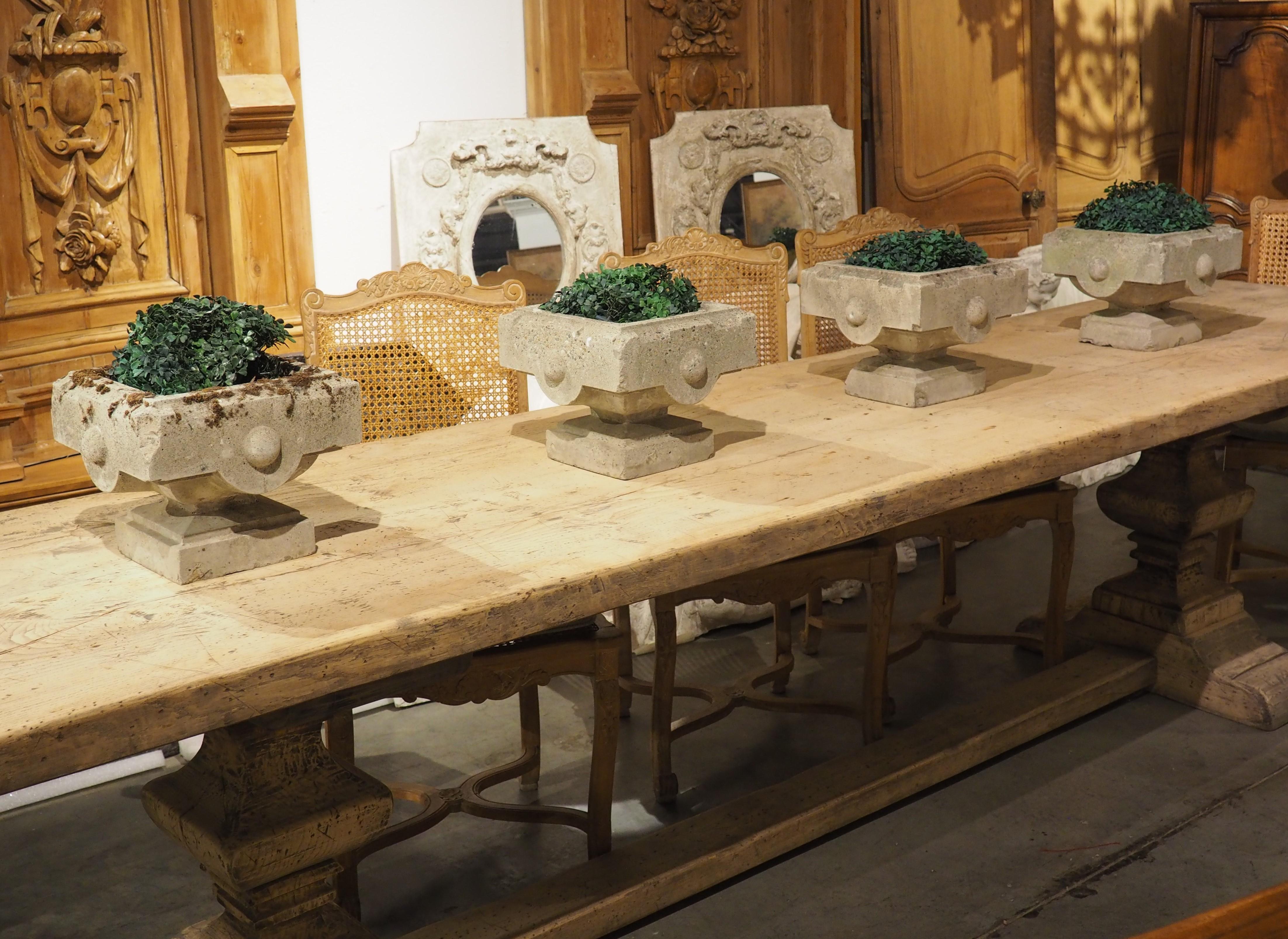 Set of 4 Cast Stone Jardiniere Planters from the North of France, Circa 1950 In Good Condition In Dallas, TX