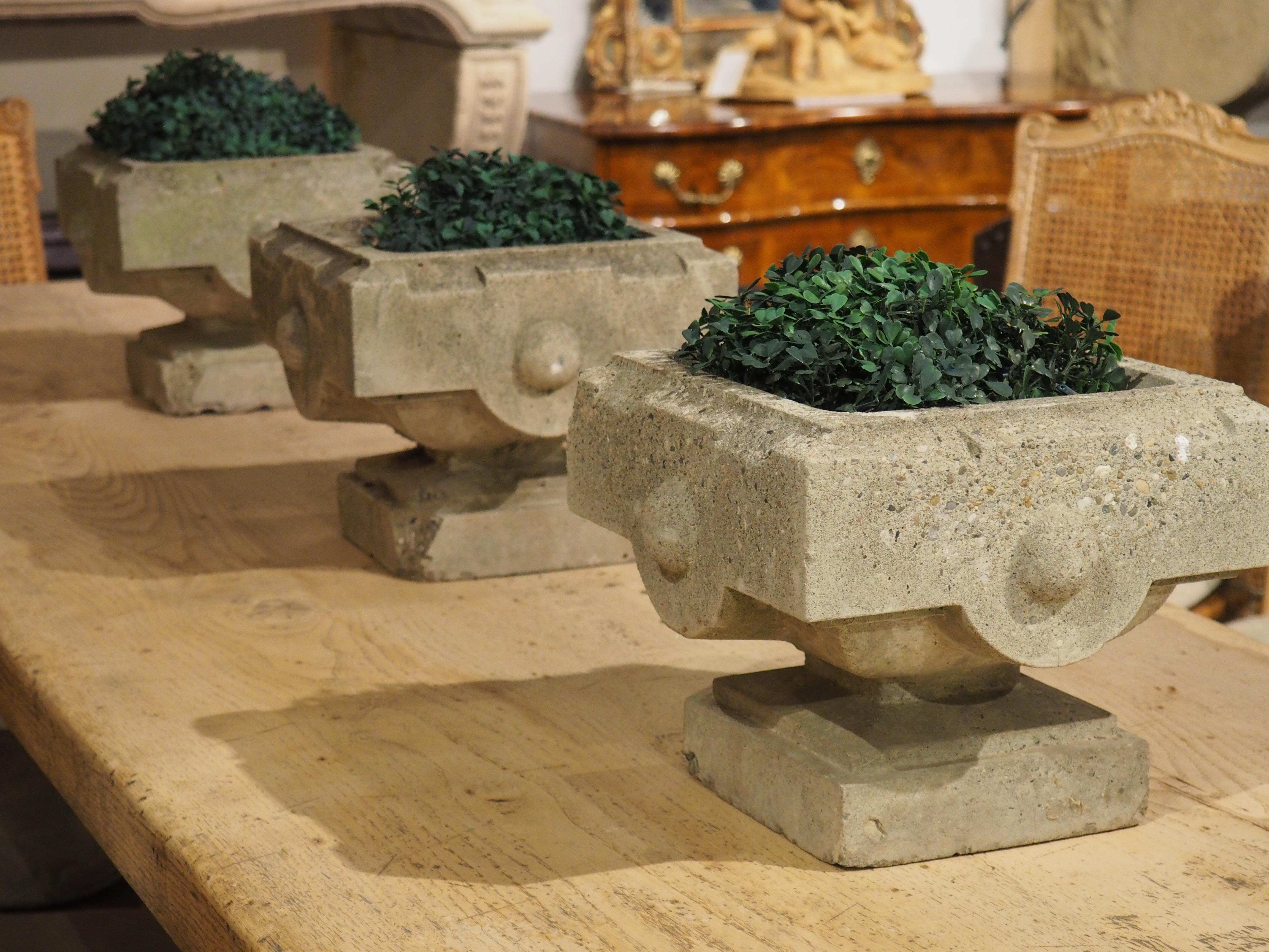 Set of 4 Cast Stone Jardiniere Planters from the North of France, Circa 1950 4