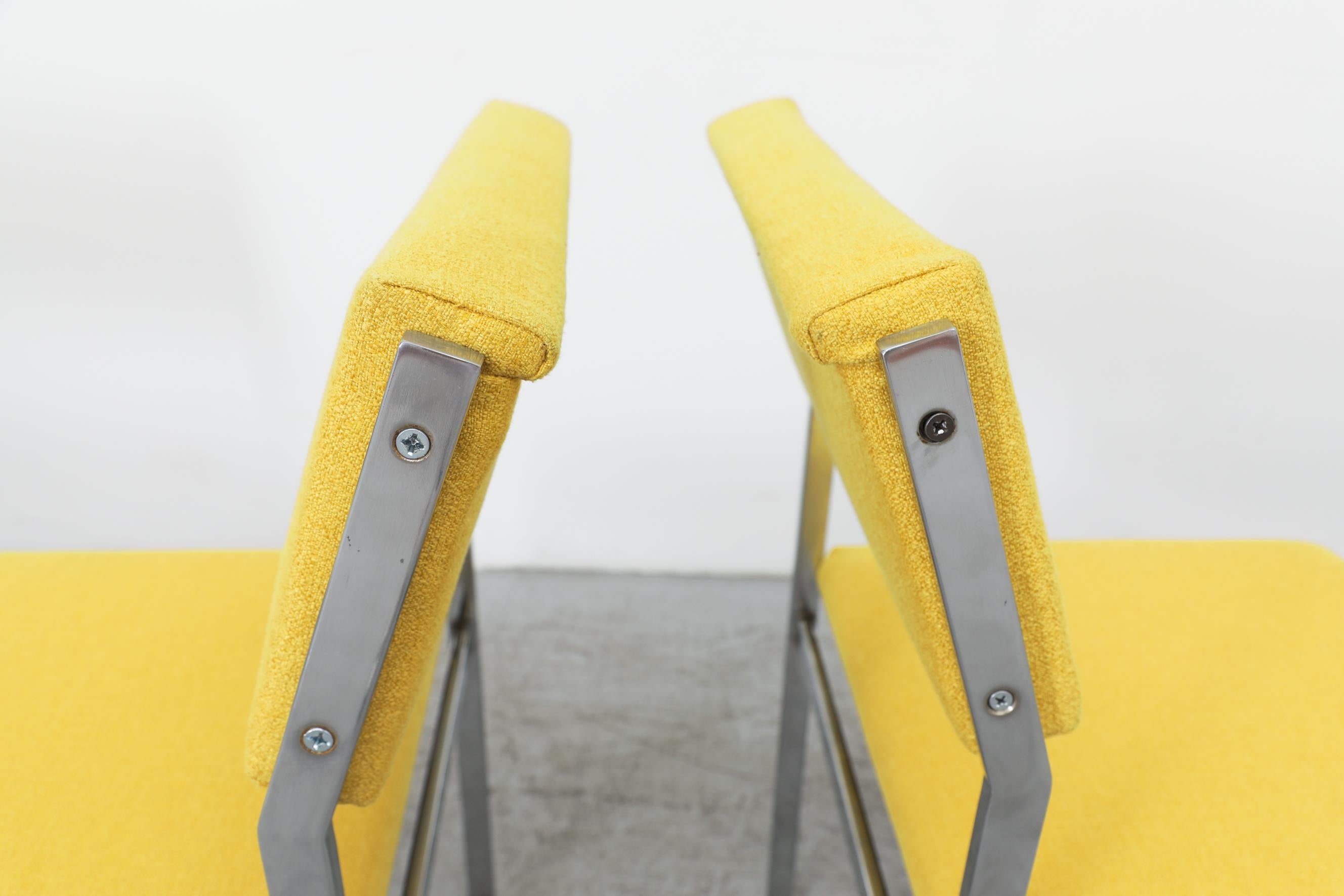 Dutch Set of 4 Cees Braakman Chairs for Pastoe with Chrome Frames in Sunshine Yellow