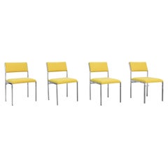 Set of 4 Cees Braakman Chairs for Pastoe with Chrome Frames in Sunshine Yellow