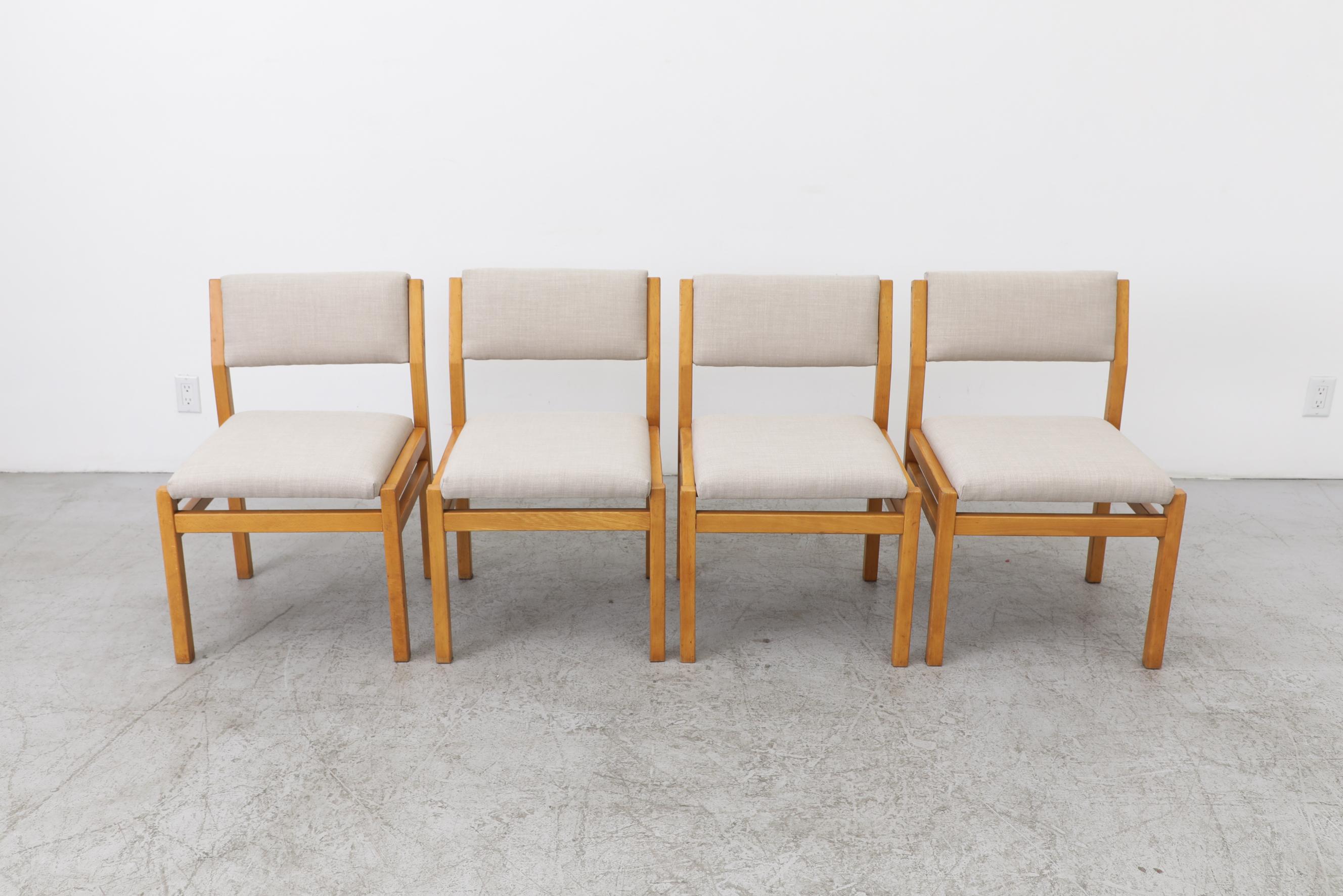 Mid-Century Modern Set of 4 Cees Braakman for Pastoe Model SA07 Beech Chairs w/ Pearl Gray Seats For Sale