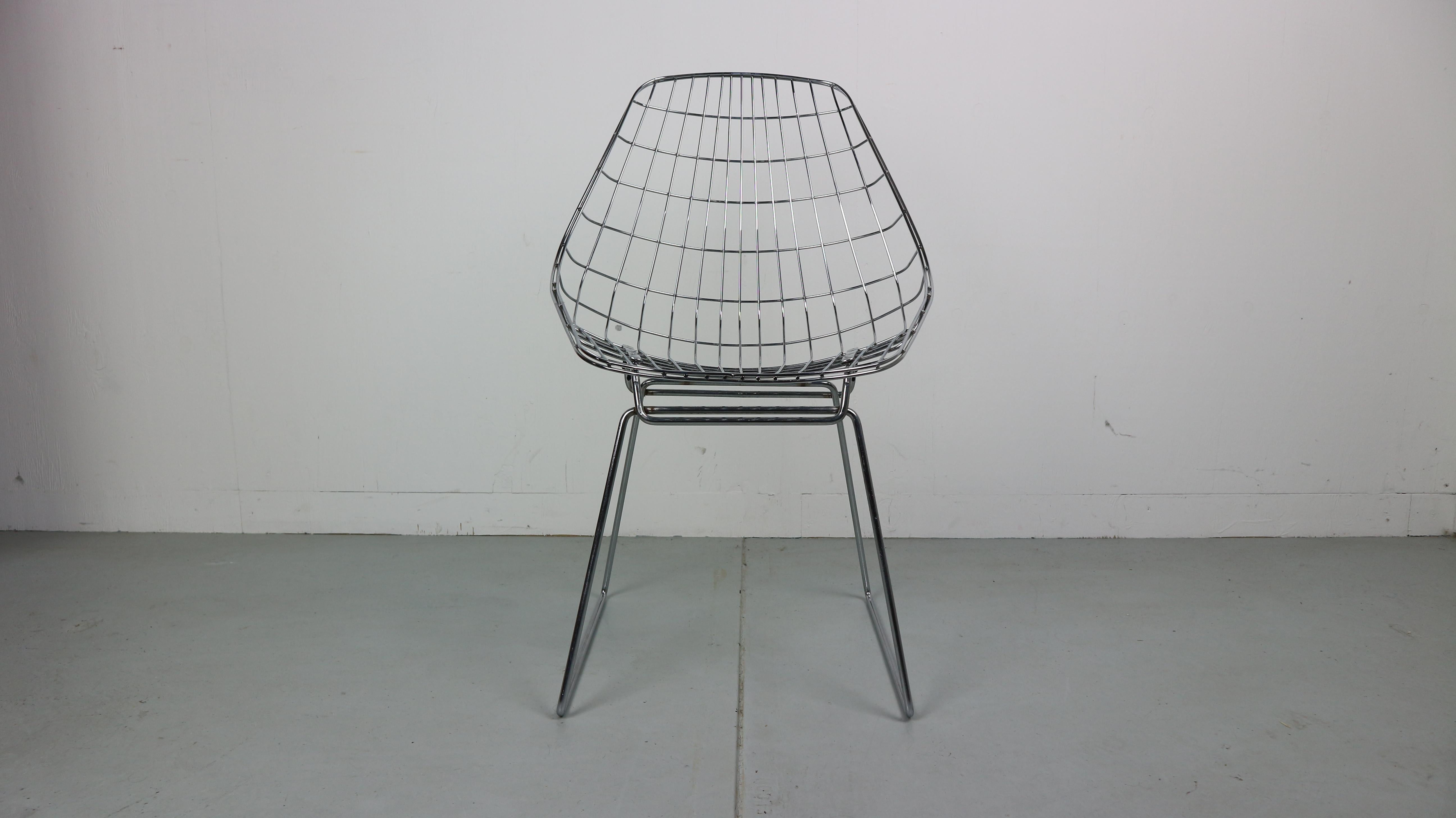 Set of 4 Cees Braakman Pastoe SM05 Wire Chairs 9