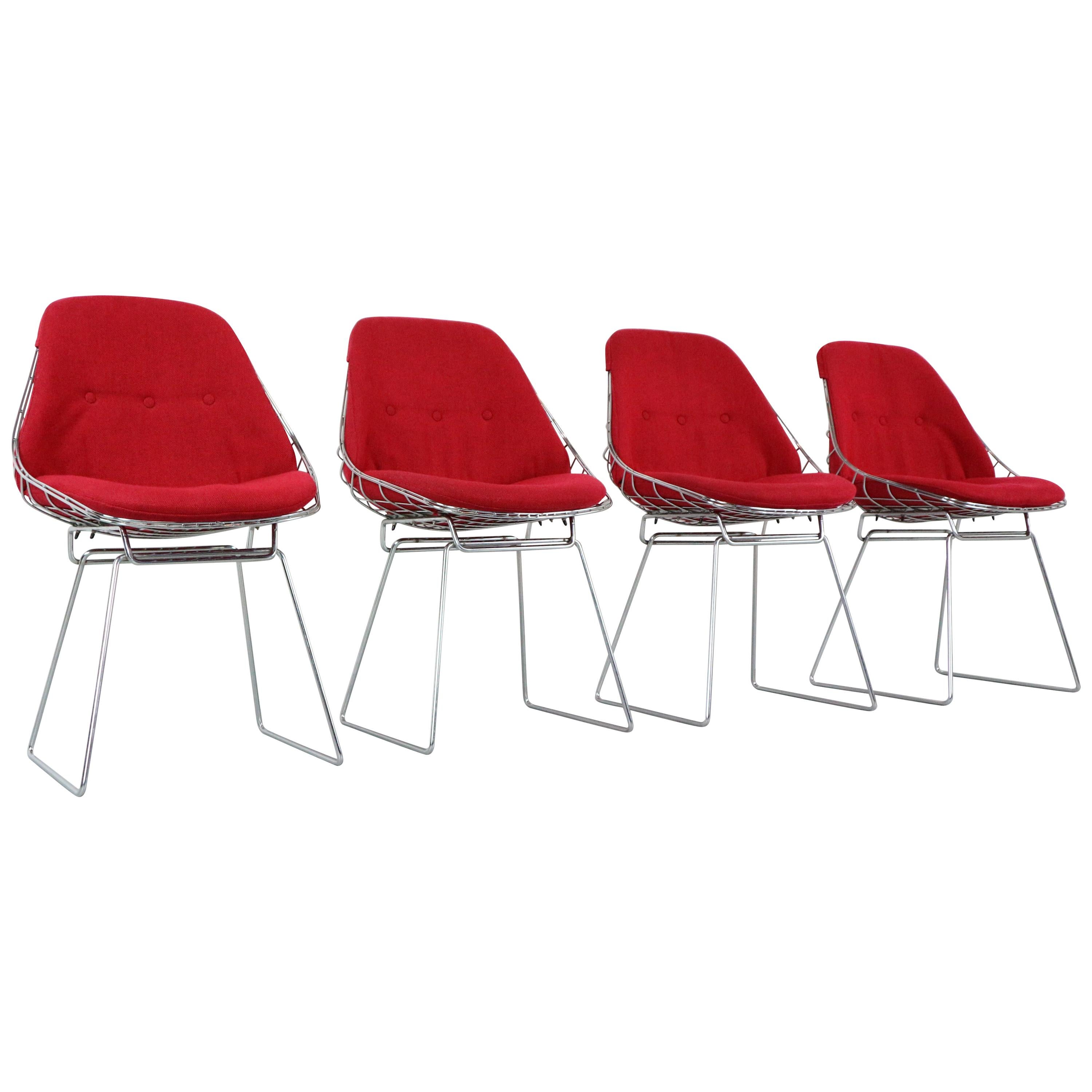 Set of 4 Cees Braakman Pastoe SM05 Wire Chairs