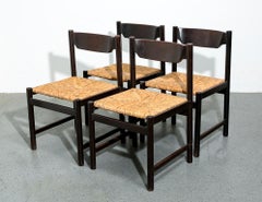Set of 4 Cees Braakman Rush Seat Dining Chairs