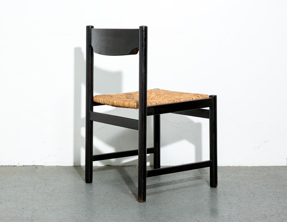 Milieu du XXe siècle Ensemble de 4 chaises de salle à manger Cees Braakman à assise en jonc en vente