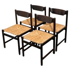 Retro Set of 4 Cees Braakman Rush Seat Dining Chairs