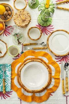 Ensemble de 4 assiettes à dessert en céramique bambou - Fabriqué en Italie