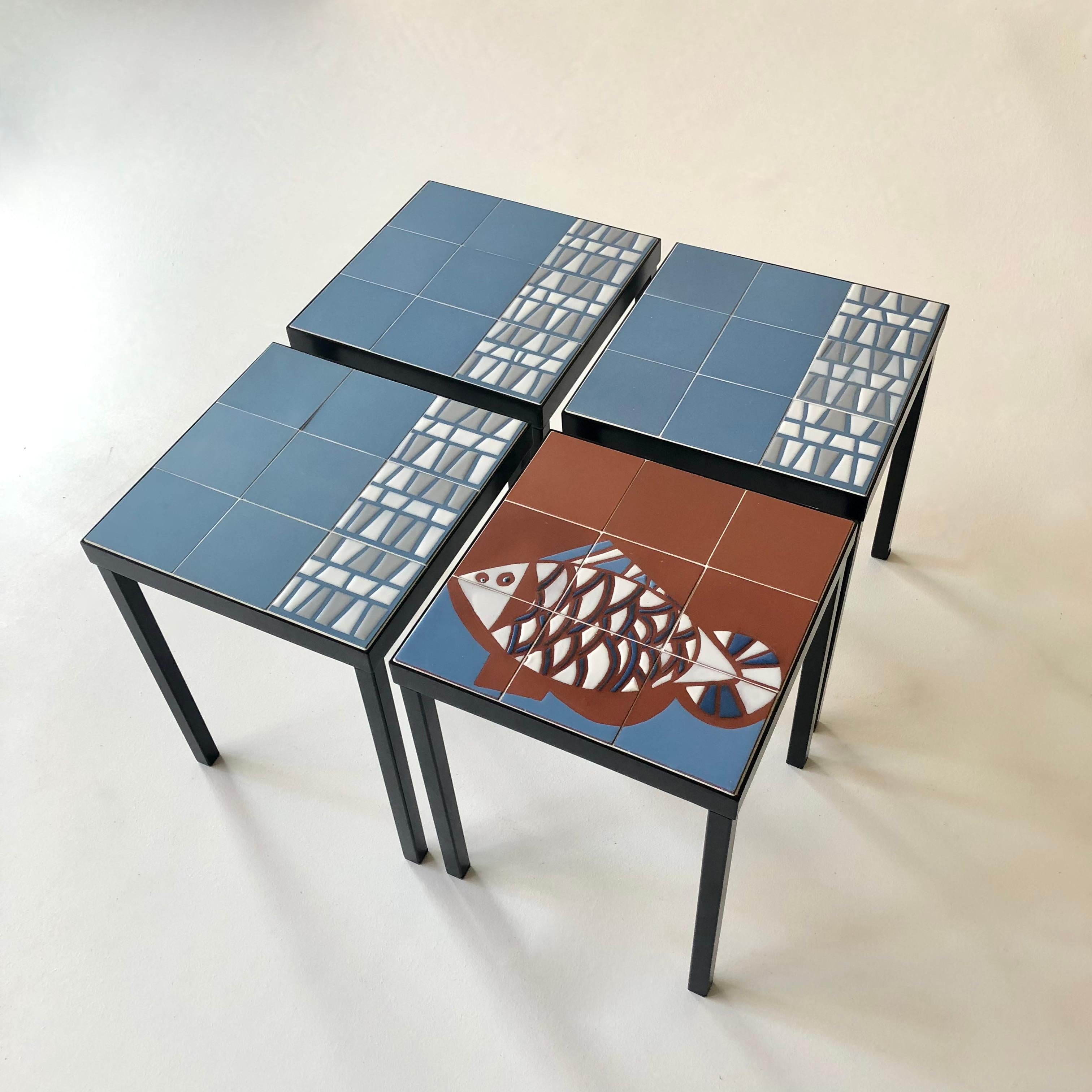 Set of 4 Ceramic End Tables, Roger Capron, Vallauris c. 1960 For Sale 5