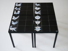 Set of 4 Ceramic End Tables, Roger Capron, Vallauris c. 1960