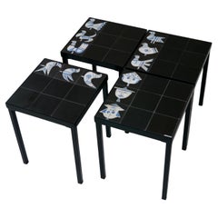 Set di 4 tavolini in ceramica, Roger Capron, Vallauris AM. C.C. 1960