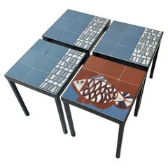 Set di 4 tavolini in ceramica, Roger Capron, Vallauris AM. C.C. 1960