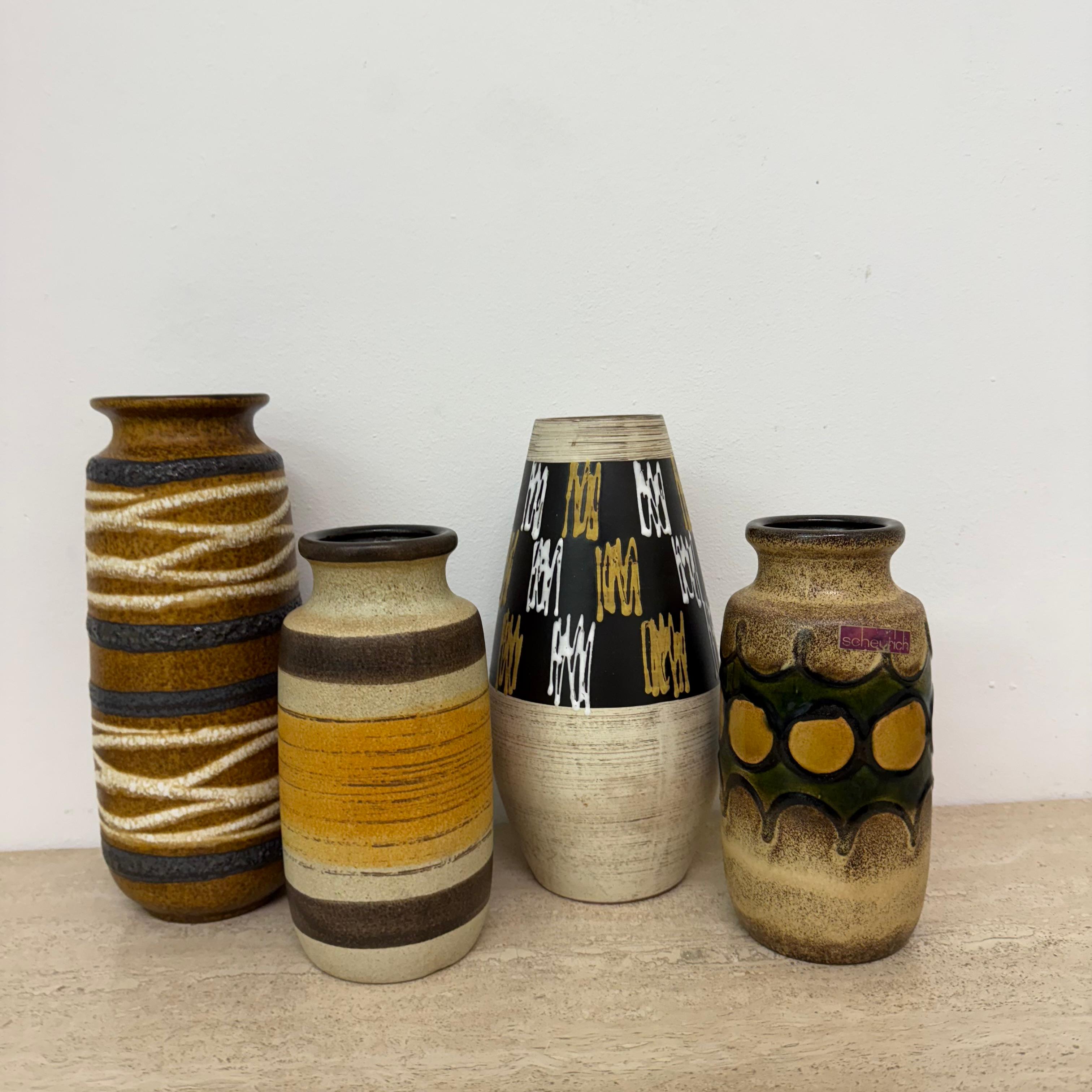 Juego de 4 jarrones de cerámica de scheurich alemania occidental , años 70 en venta 4