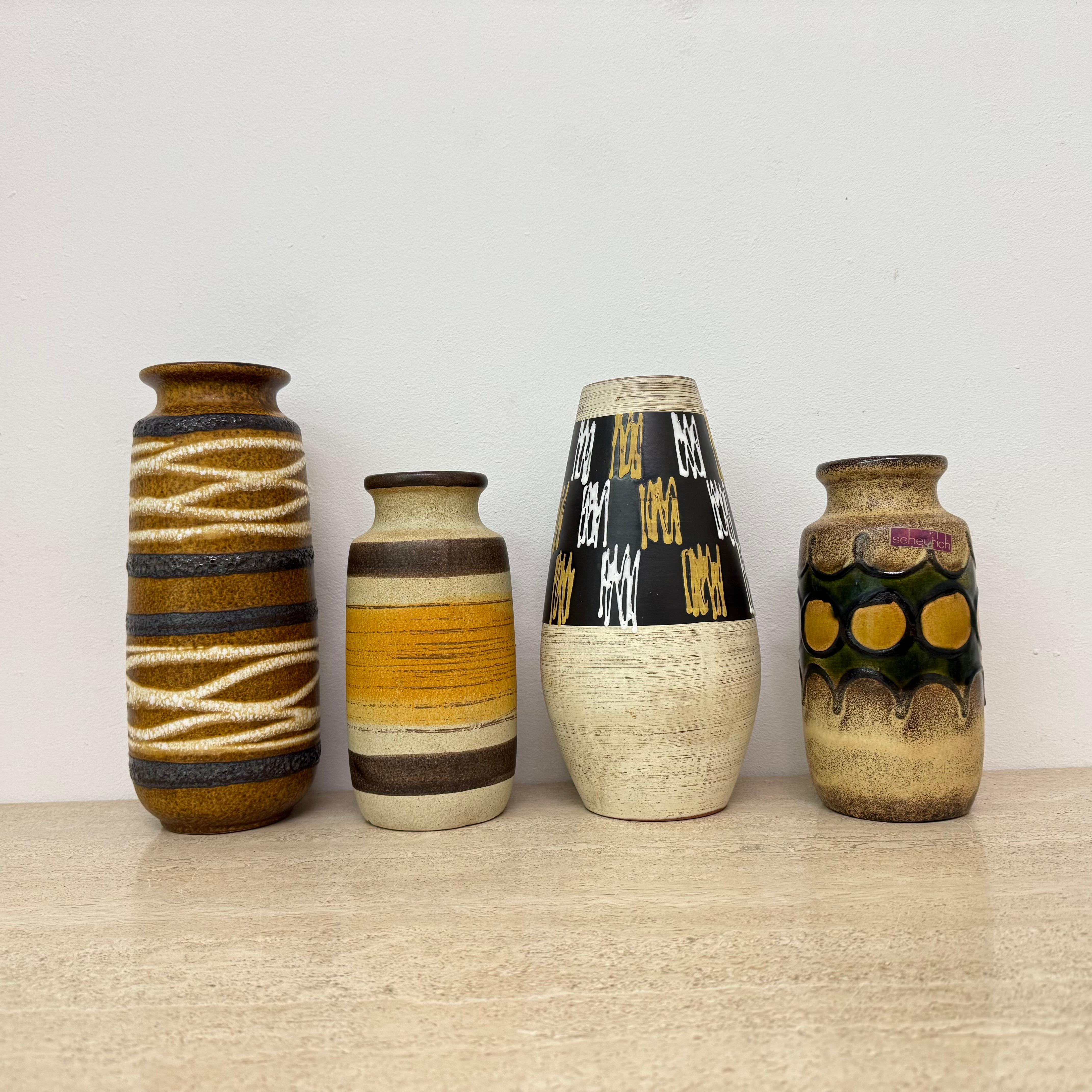 Juego de 4 jarrones de cerámica de scheurich alemania occidental , años 70 en venta 6