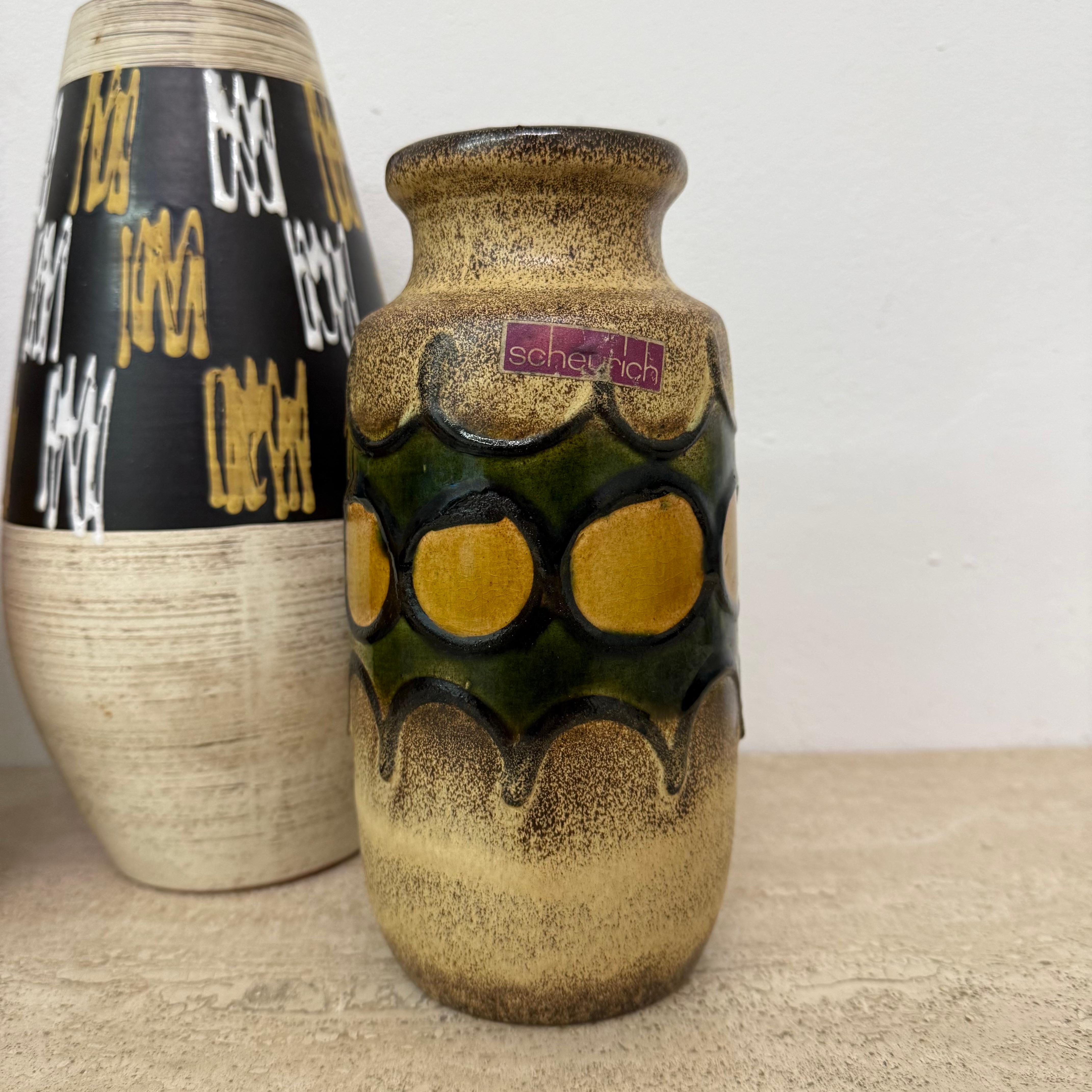 Juego de 4 jarrones de cerámica de scheurich alemania occidental , años 70 en venta 1