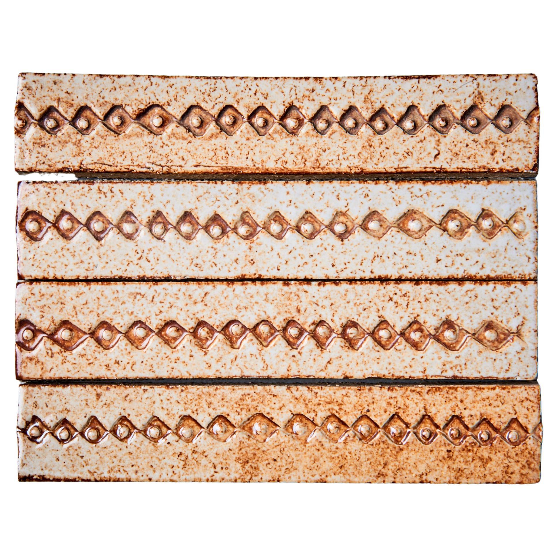 Set of 4 ceramic tiles by Roger Capron, France - 1970s