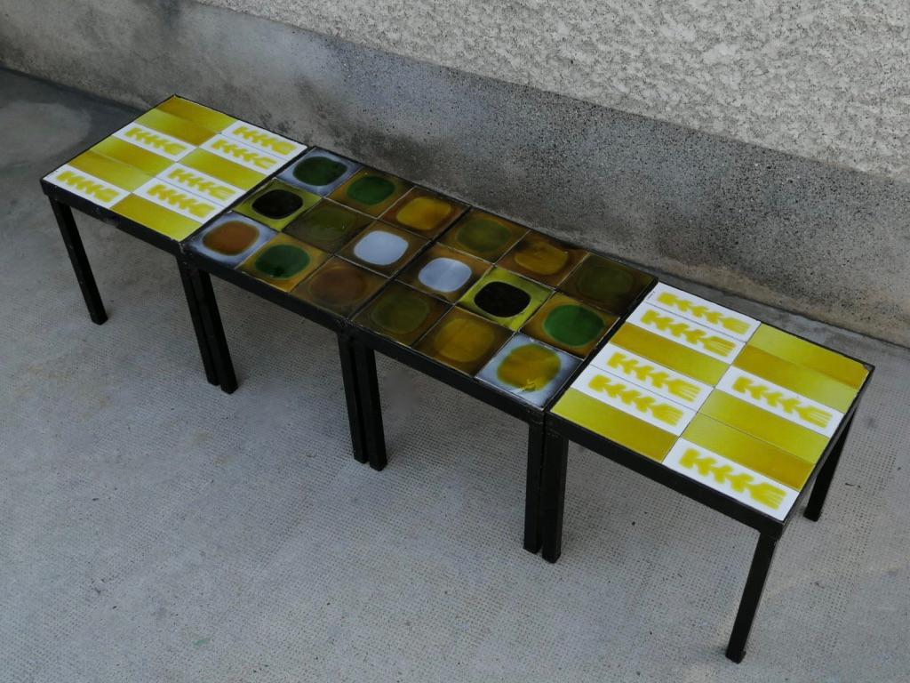 Set of 4 Ceramic Tiles Side or Coffee Table by Roger Capron, France Ca. 1950s For Sale 1