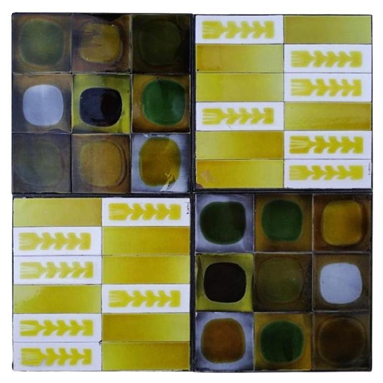 Set of 4 Ceramic Tiles Side or Coffee Table by Roger Capron, France Ca. 1950s For Sale