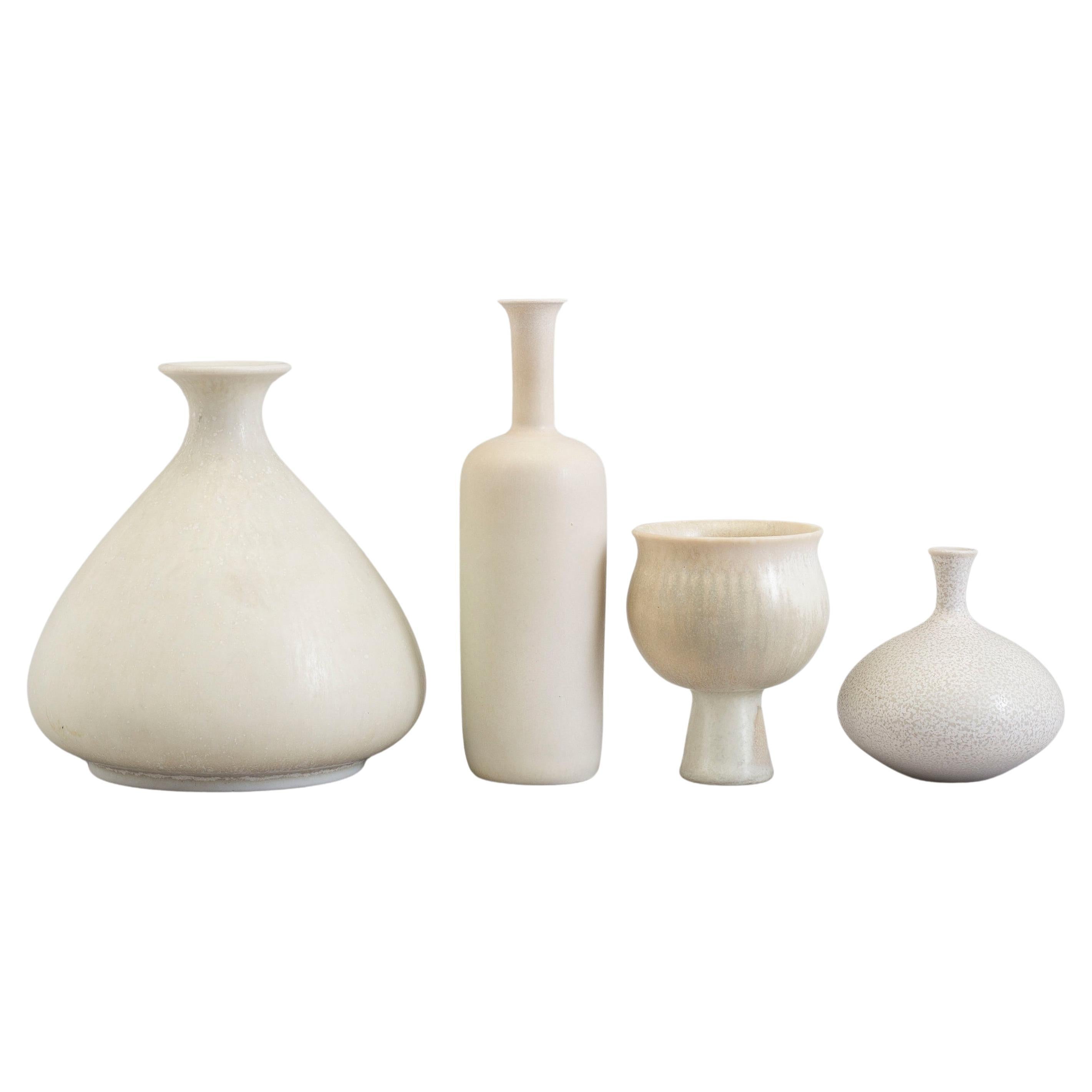 Set of 4 Ceramic Vases by Gunnar Nylund, Rörstrand, Sweden, 1950s For Sale
