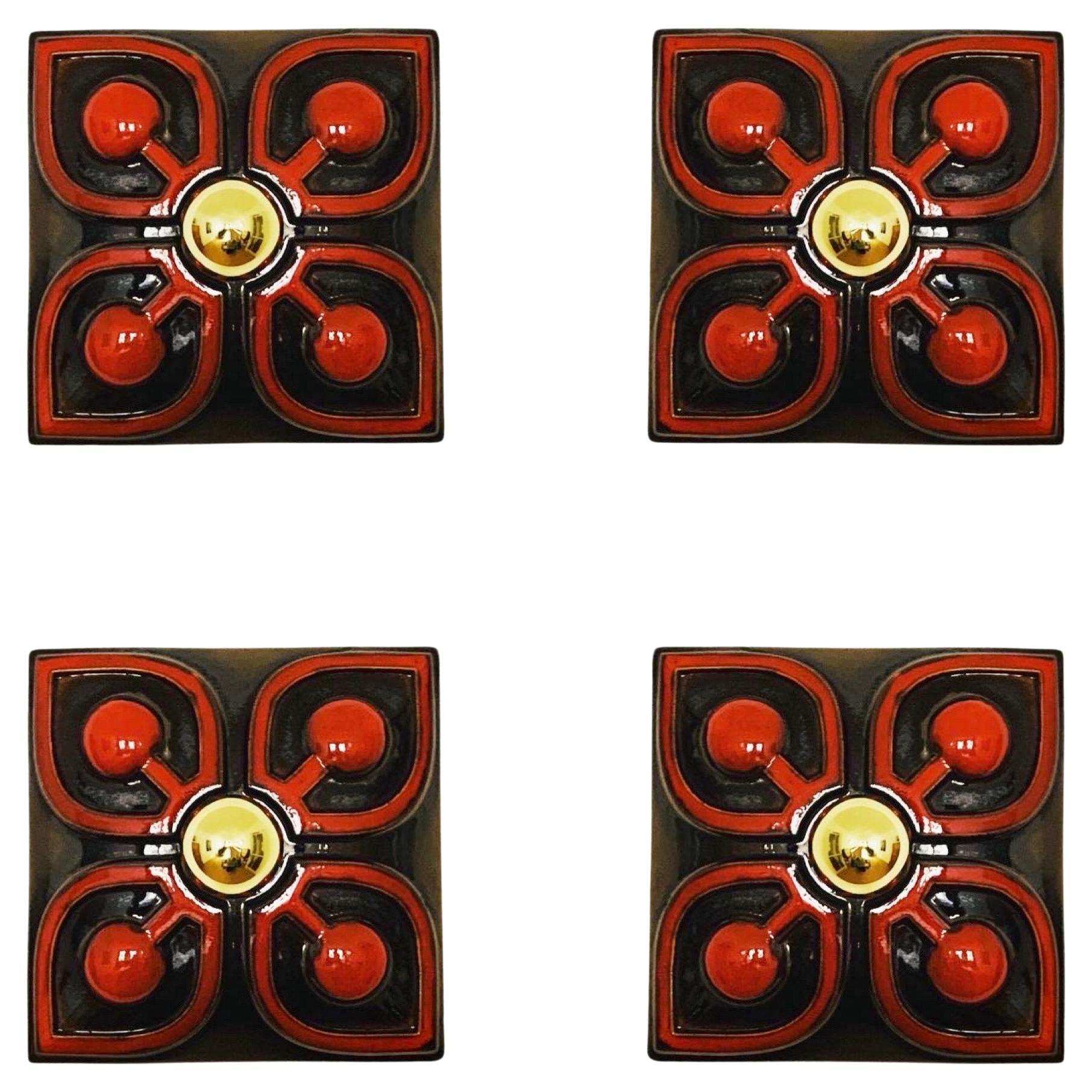 Set of 4 Ceramic Wall Lamps