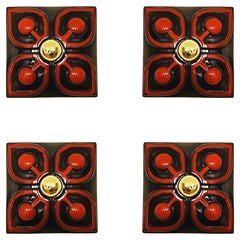 Set di 4 lampade da parete in ceramica