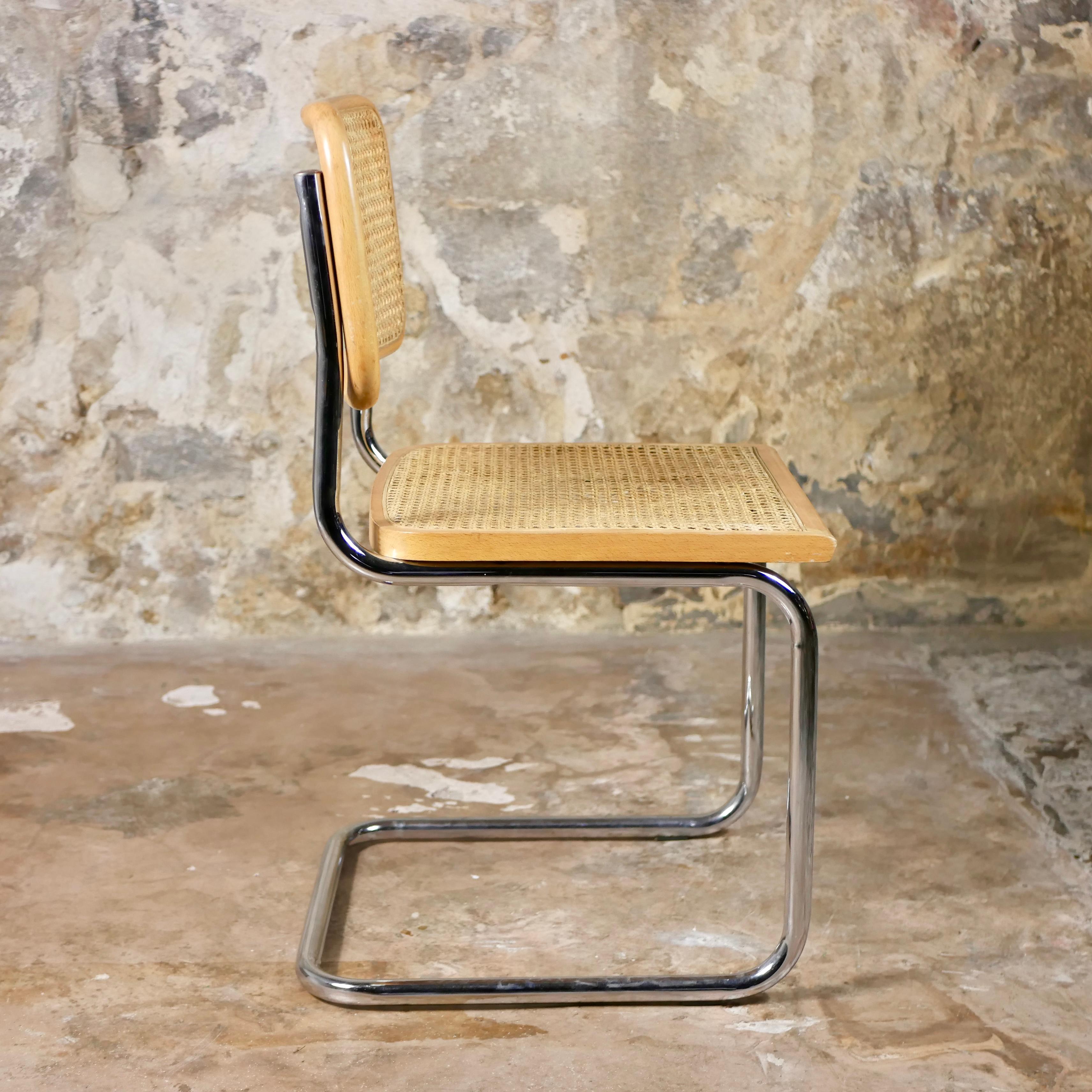 Set of 4 Cesca B32 chairs by Marcel Breuer, italian edition of 1970s 3