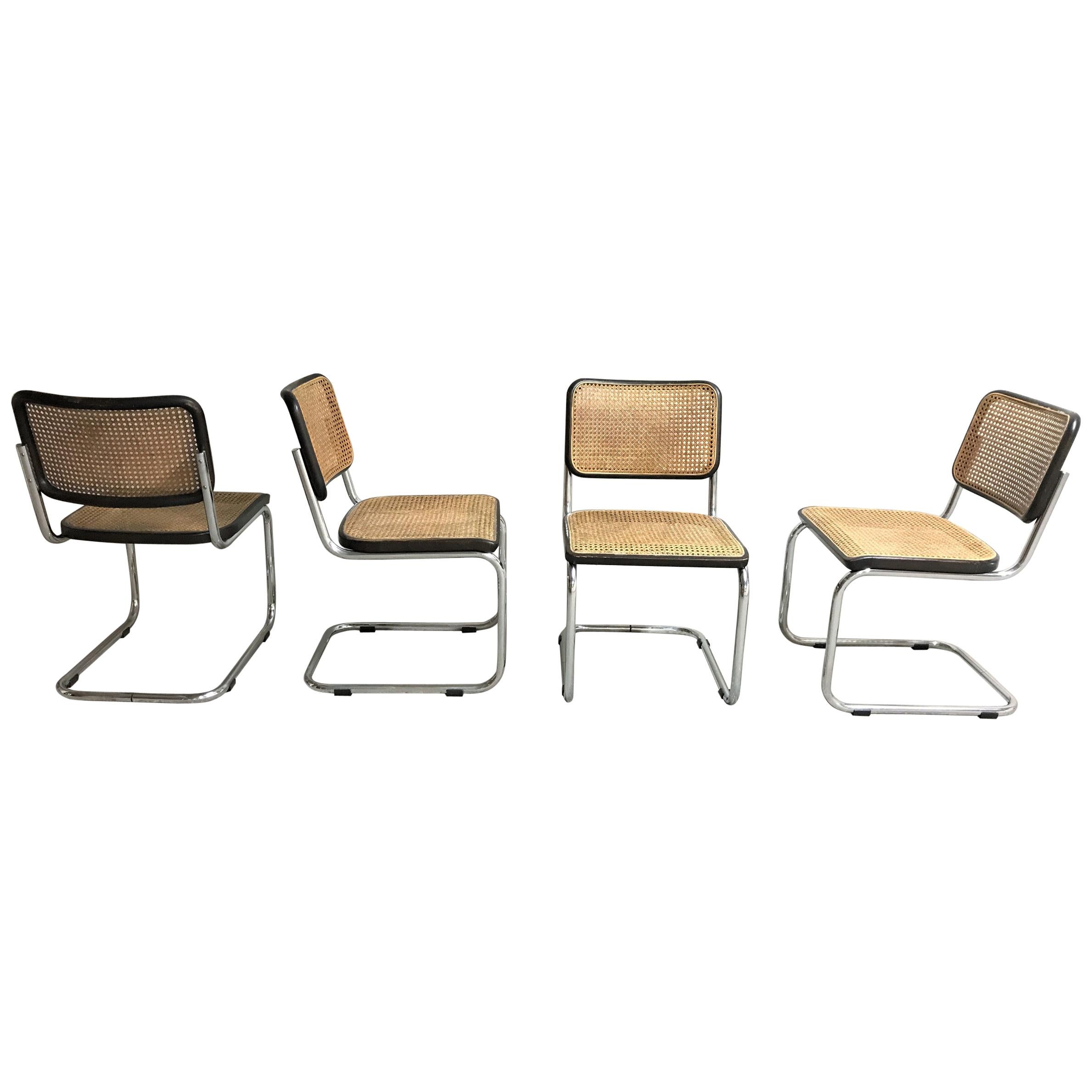 Set of 4 Cesca B32 side chairs by Marcel Breuer for Thonet