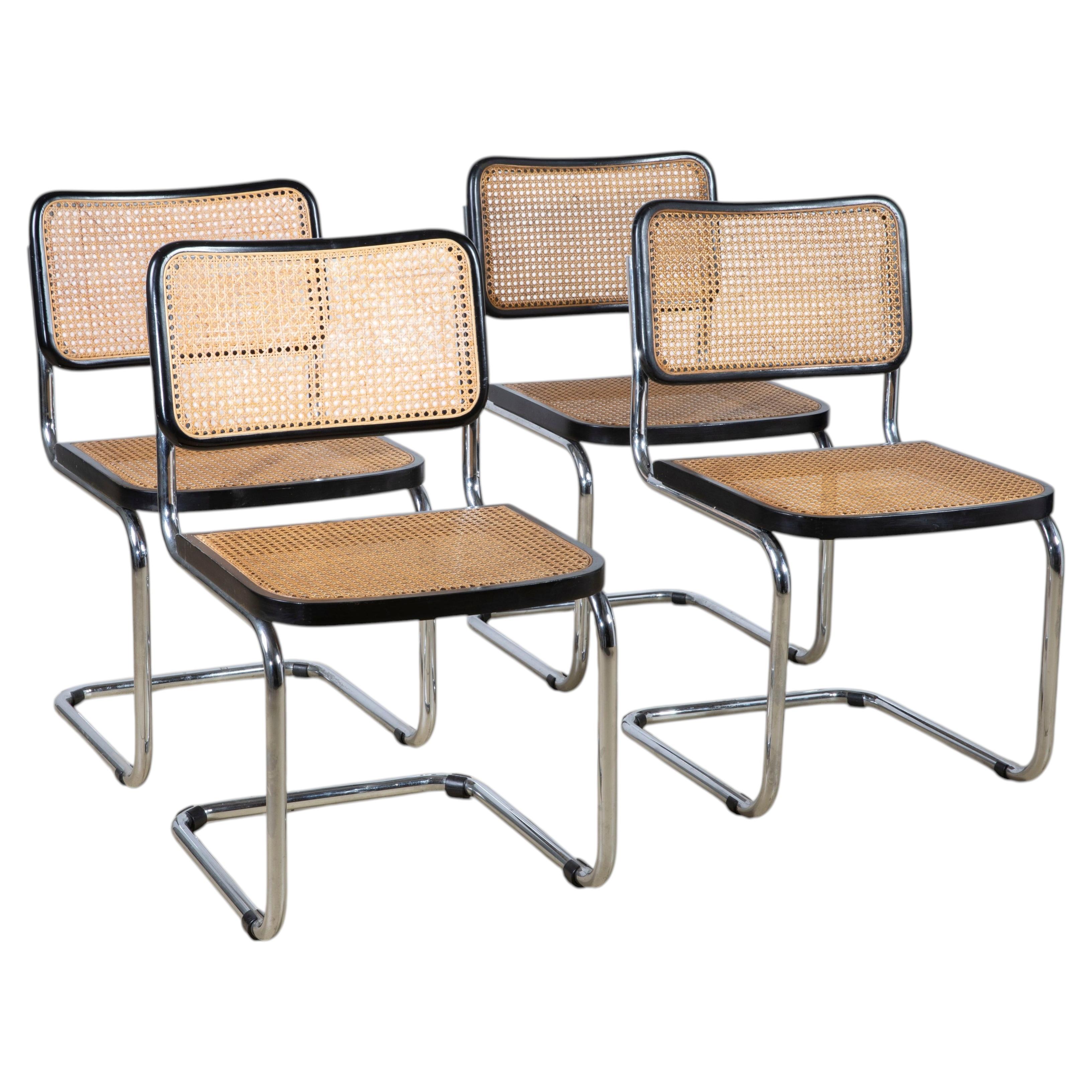 Set of 4 "Cesca" Cantilever Chairs by Marcel Breuer, Italy, 1980s