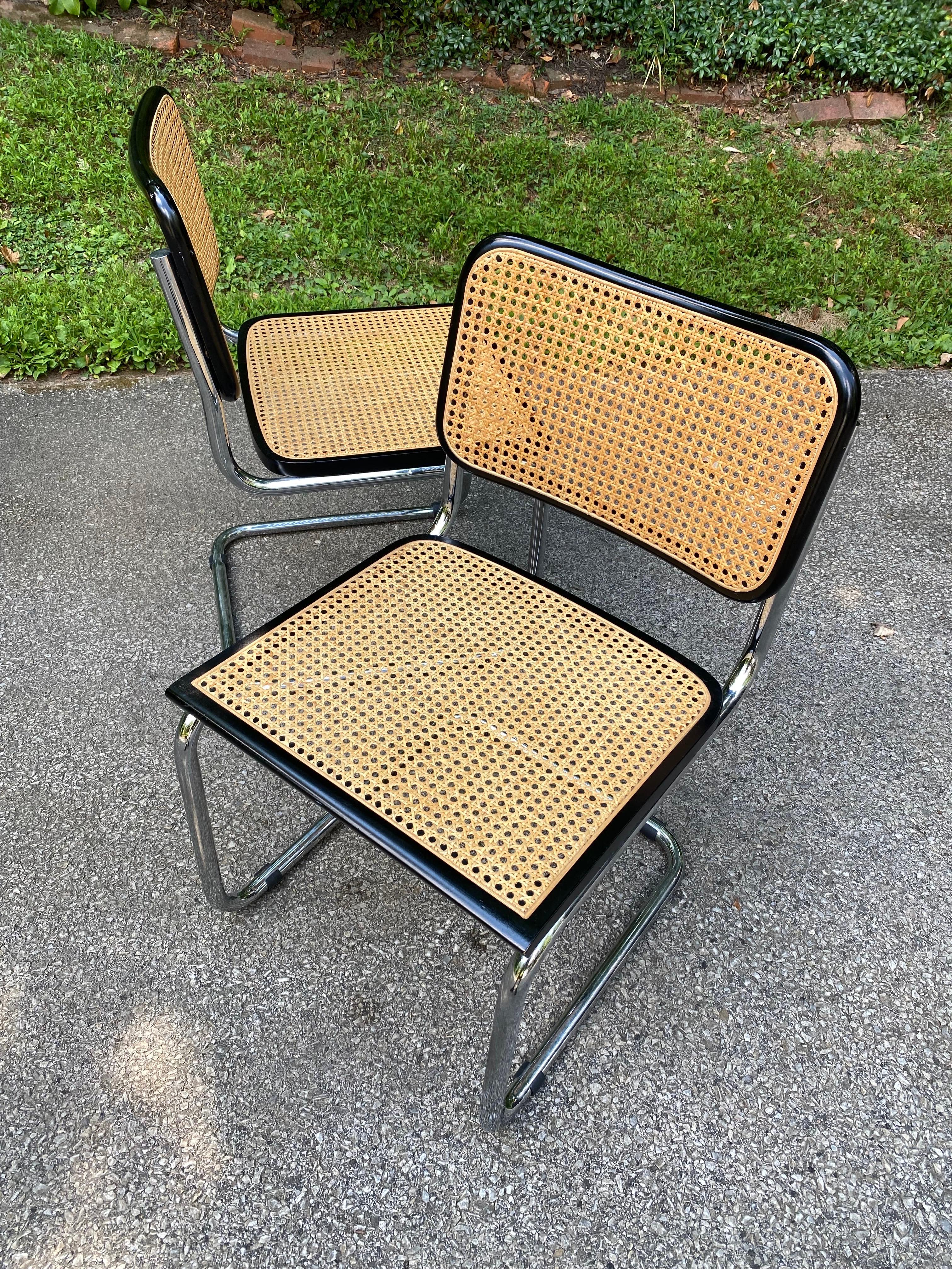 Set of 4 Cesca Chairs by Marcel Breuer, Made in Italy 2