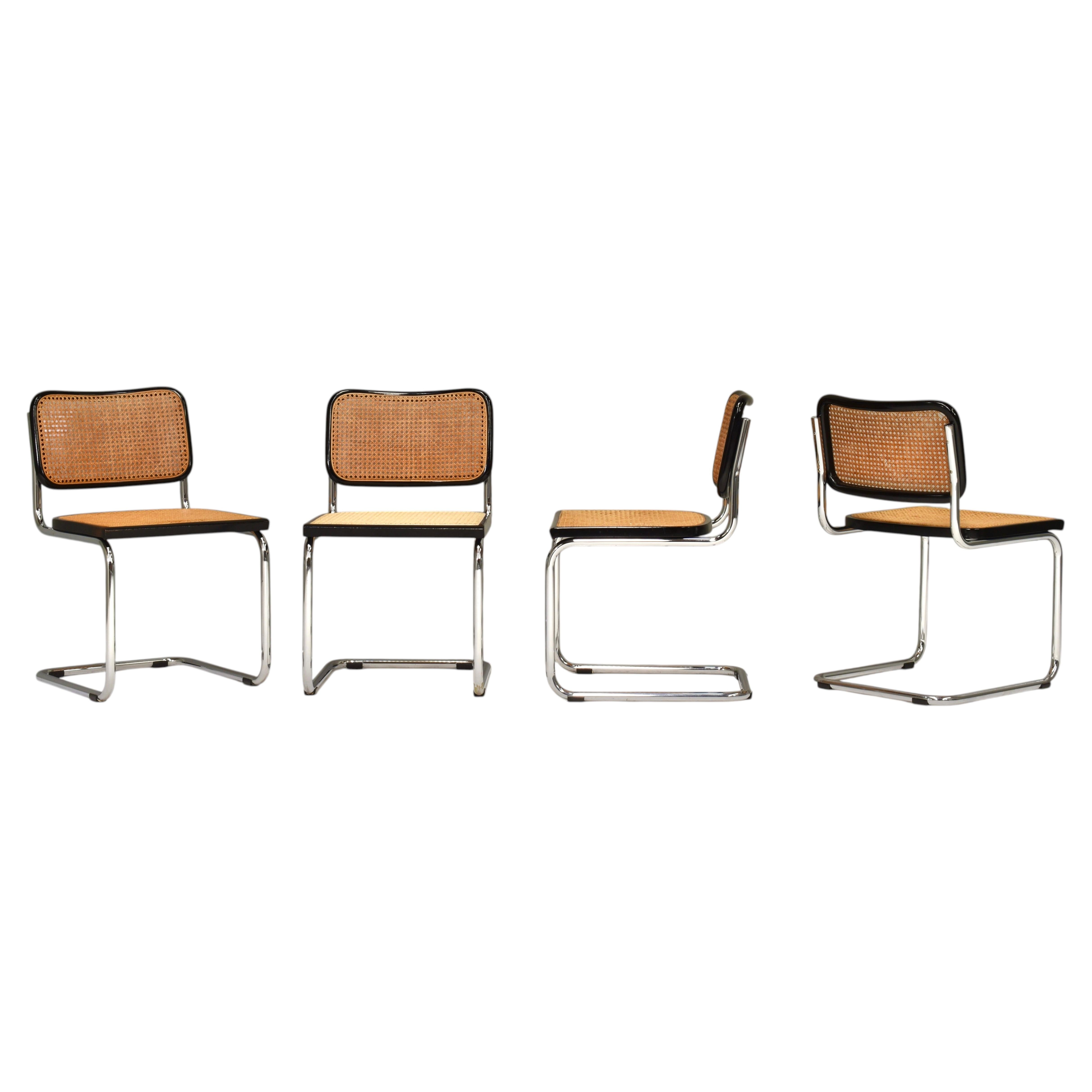 Set of 4 Cesca model B32 chairs by Marcel Breuer – Italy, 1970-80's For Sale