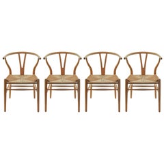 Set of 4 CH 24 Wishbone Chairs by Hans Wegner for Carl Hansen, 1960s