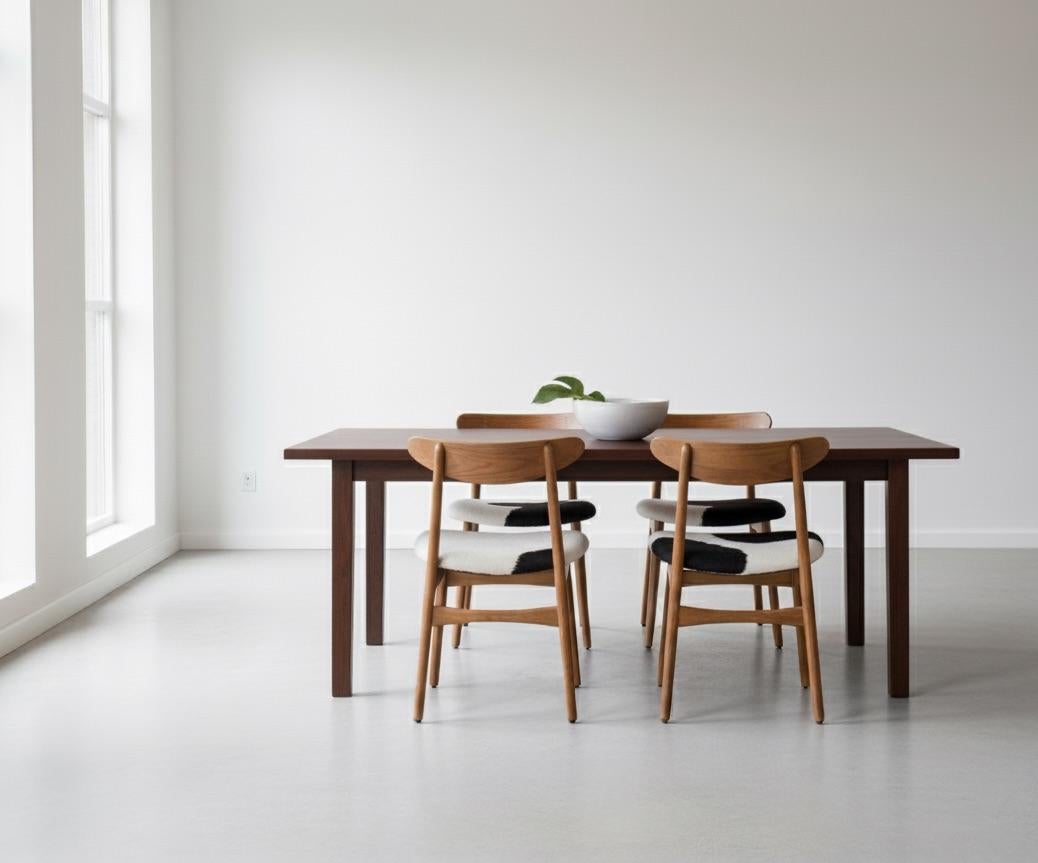 Set di quattro iconiche sedie da pranzo CH30, disegnate da Hans J. Wegner e prodotte da Carl Hansen & Søn, Danimarca, nel 1952. Un vero e proprio classico del design, queste sedie presentano linee organiche e fluide e proporzioni eleganti. Il