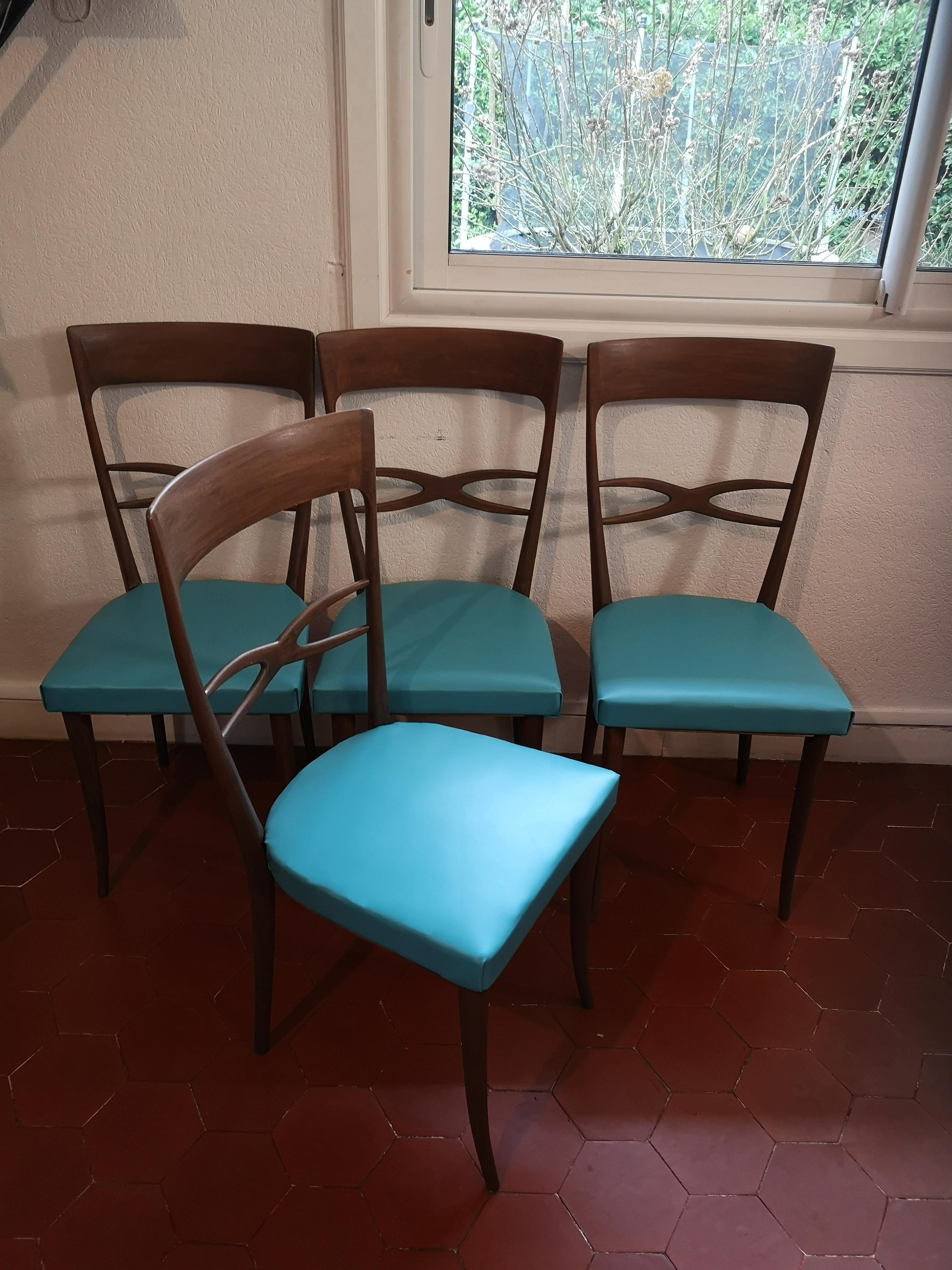 Set di 4 Sedie Vintage Melcchiore BEGA, Made In Italy CIRCA 1950/1960