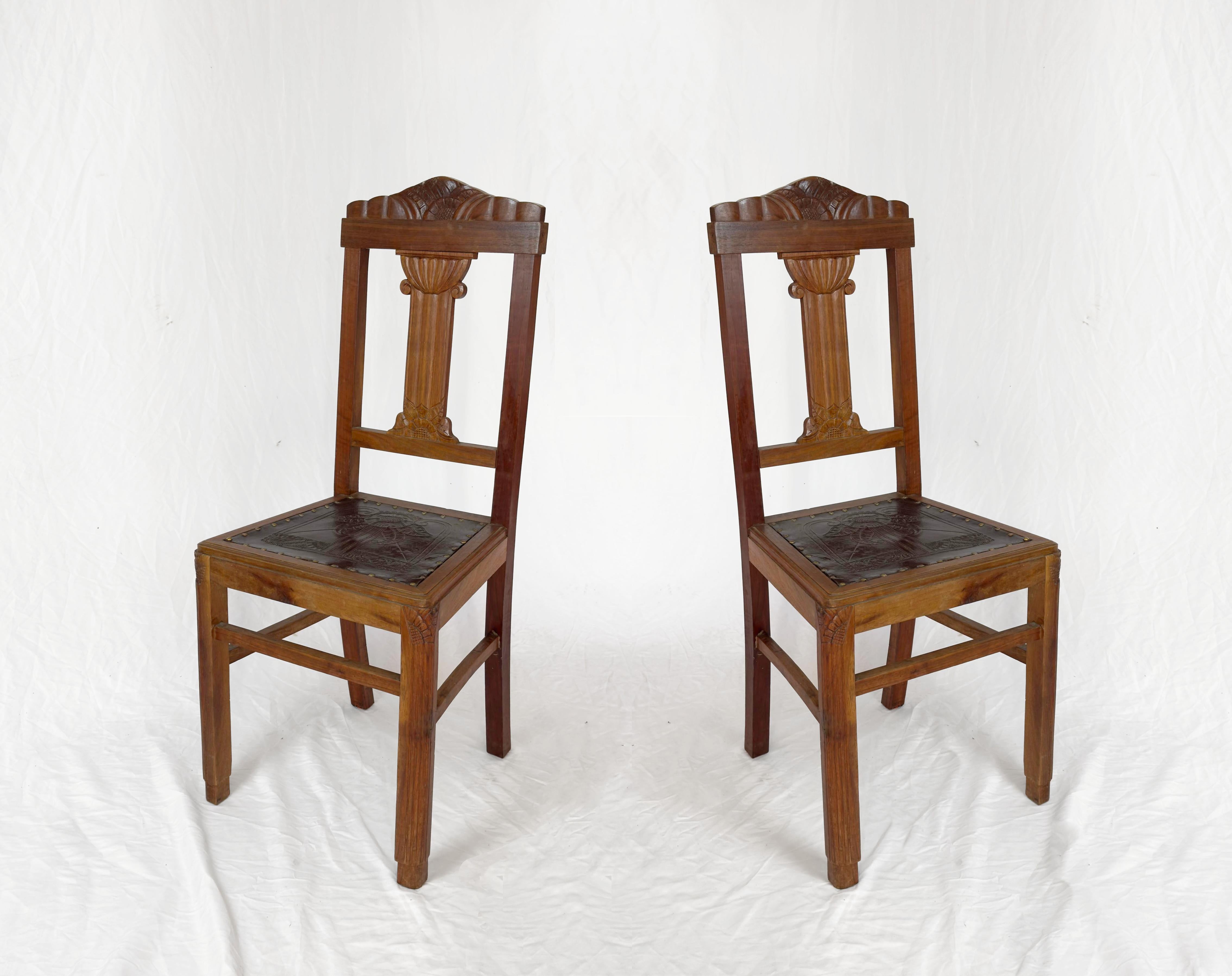 Art déco Ensemble de 4 chaises Art Déco du 20ème siècle en vente
