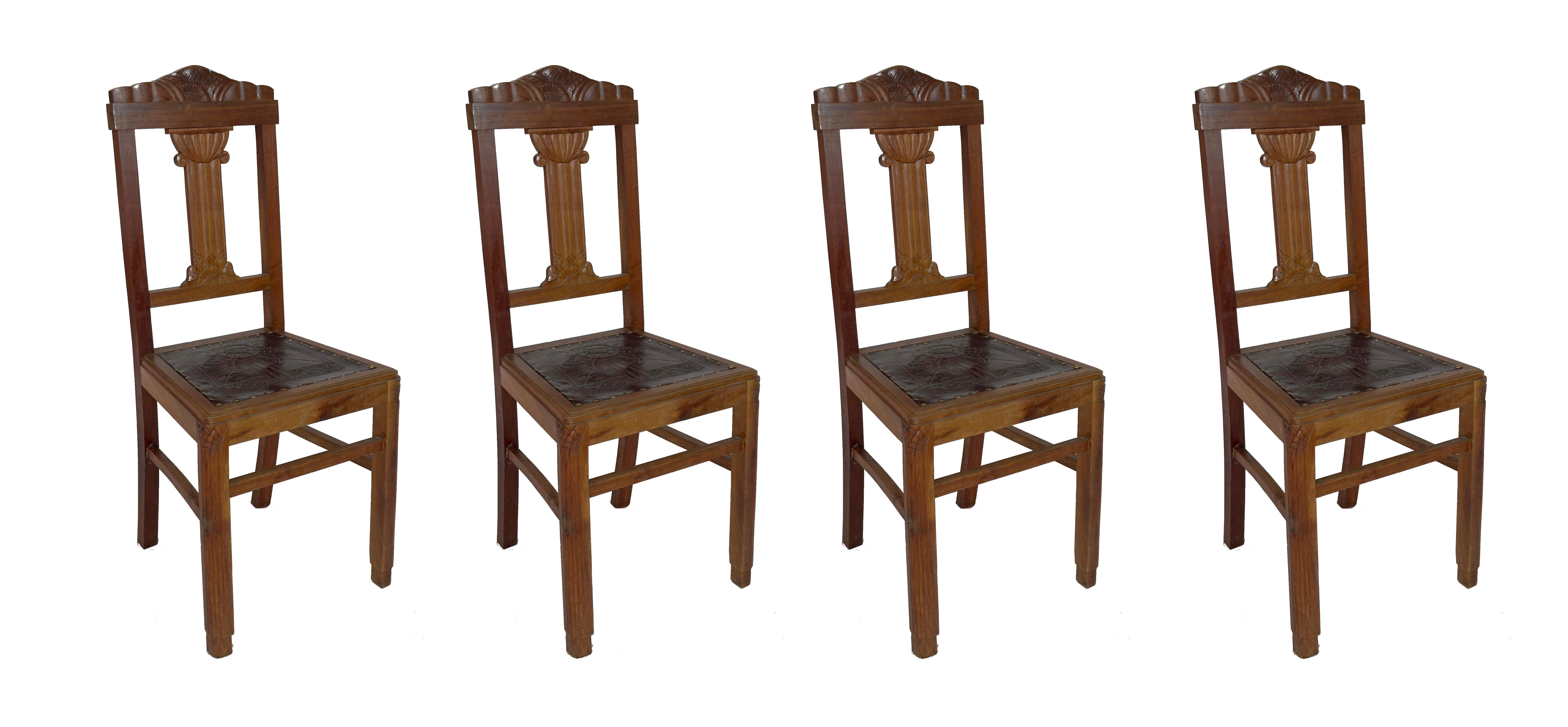 Ensemble de 4 chaises Art Déco du 20ème siècle État moyen - En vente à Lisbon, PT