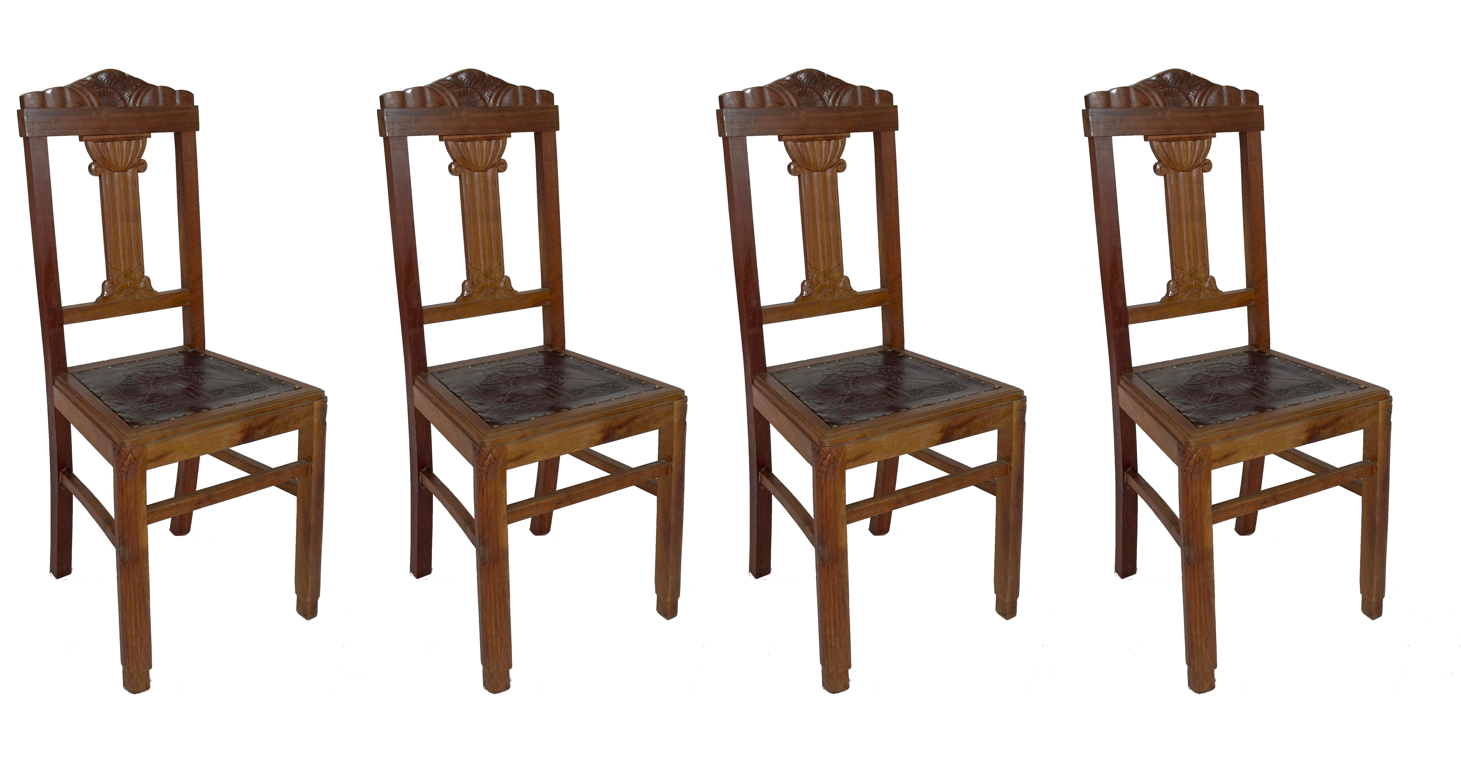 20ième siècle Ensemble de 4 chaises Art Déco du 20ème siècle en vente