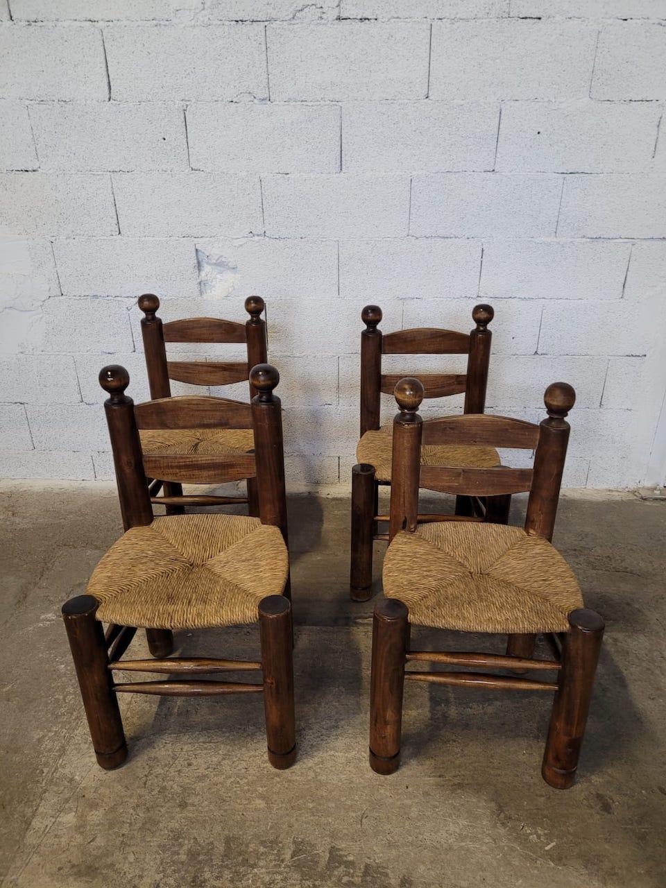 Set of 4 Chairs and 2 Armchairs Charles Dudouyt 1940 In Good Condition In Saint Rémy de Provence, FR