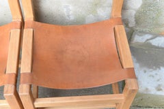 Set of 4 Chairs and Natural Leather Seat, Created by Regain House in 1960