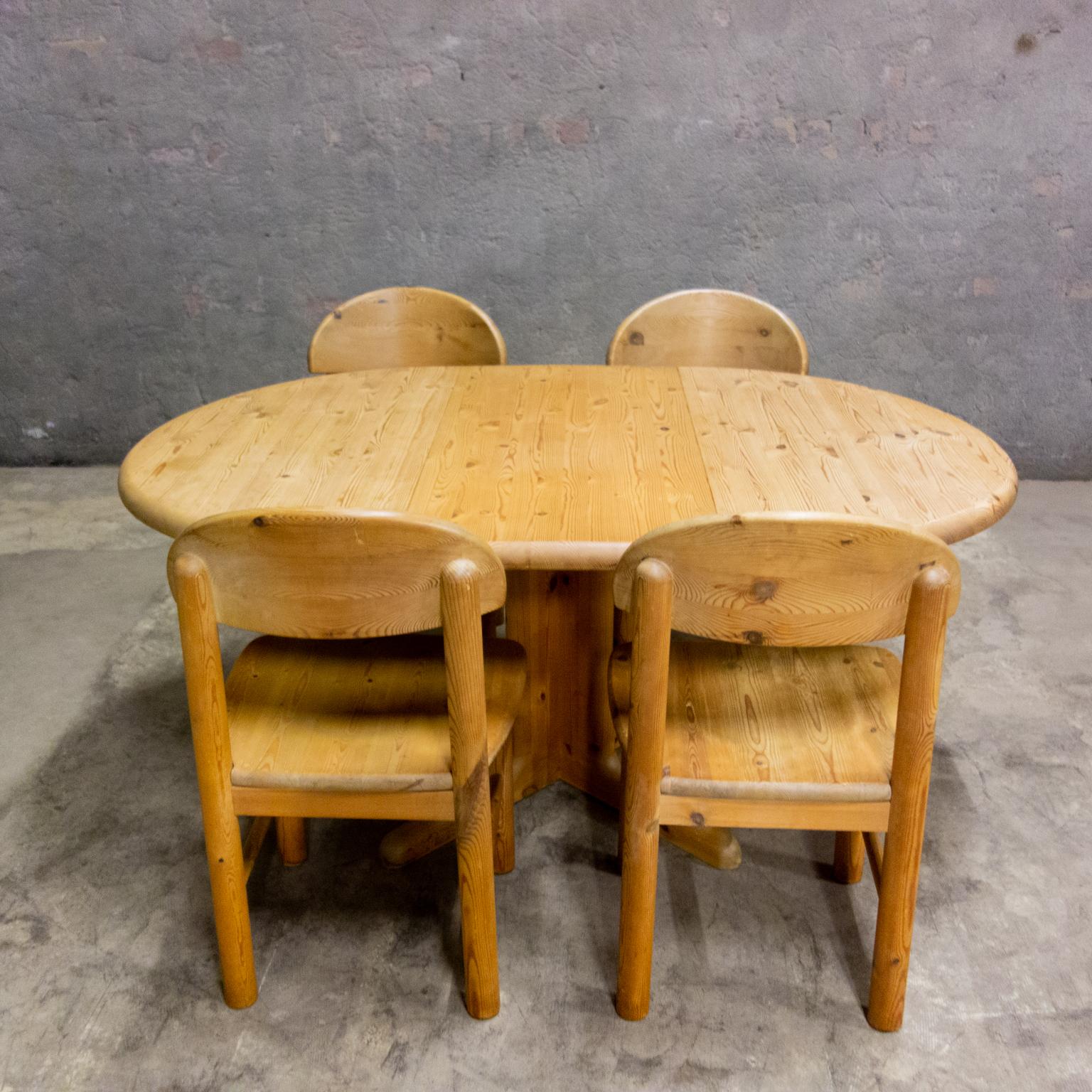 Wood Set of 4 Chairs and Table by Rainer Daumiller for Hirtshal Sawmill, Denmark 1970