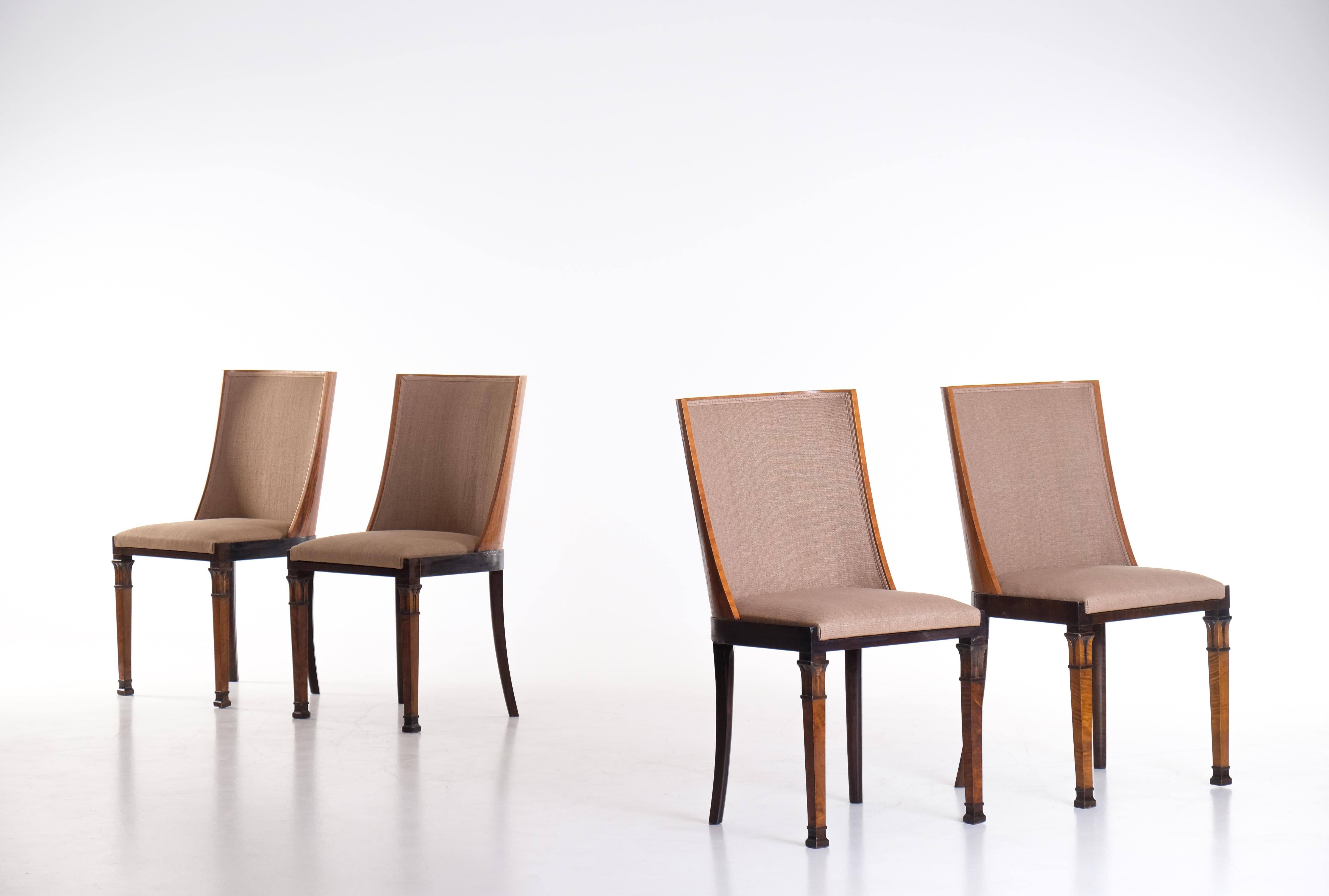 Set of 4 Chairs Attributed to Carl Bergsten, Sweden, 1920s For Sale 4