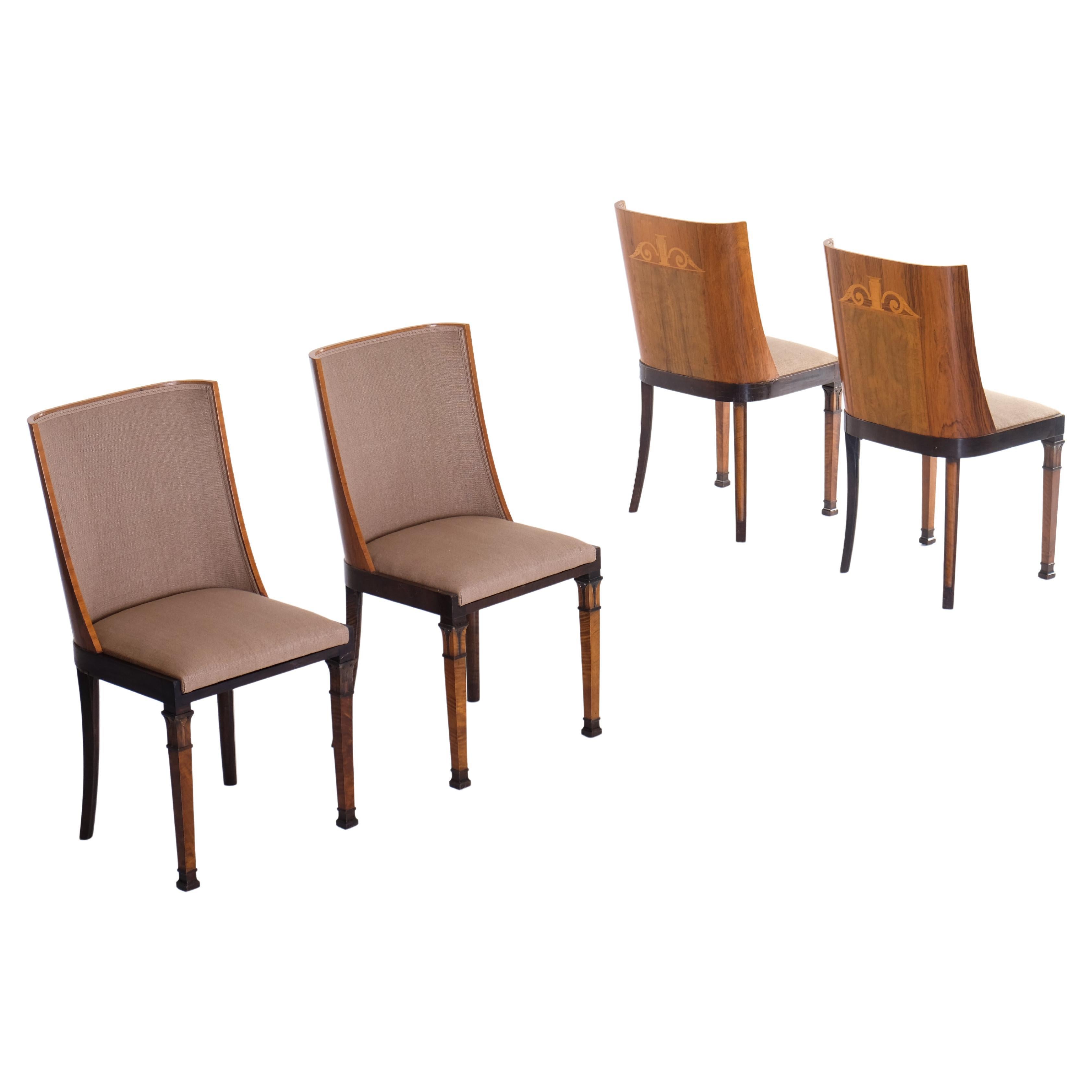 Set of 4 Chairs Attributed to Carl Bergsten, Sweden, 1920s For Sale