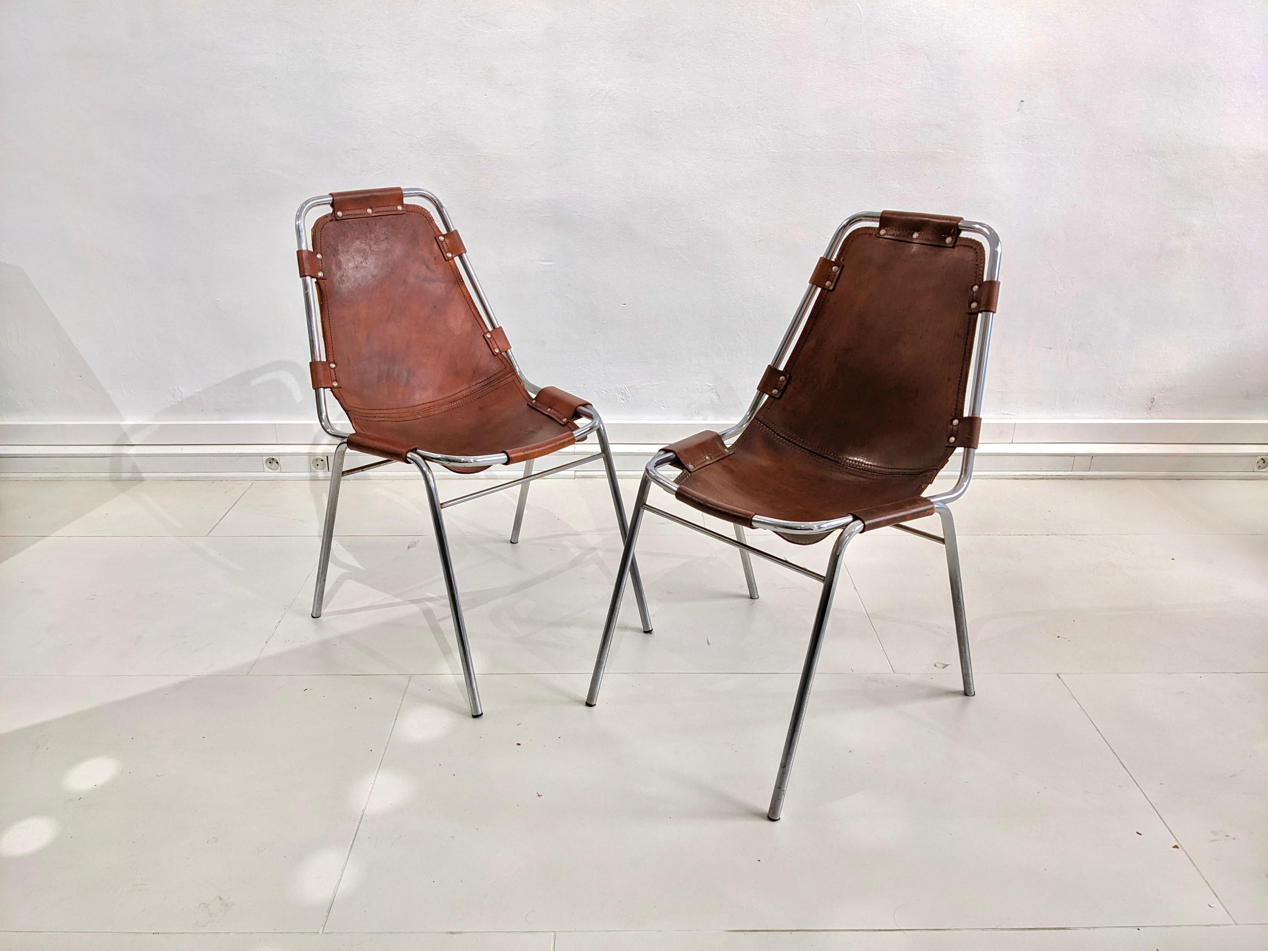 Mid-Century Modern Set of 4 chairs by Charlotte Perriand for Les Arcs