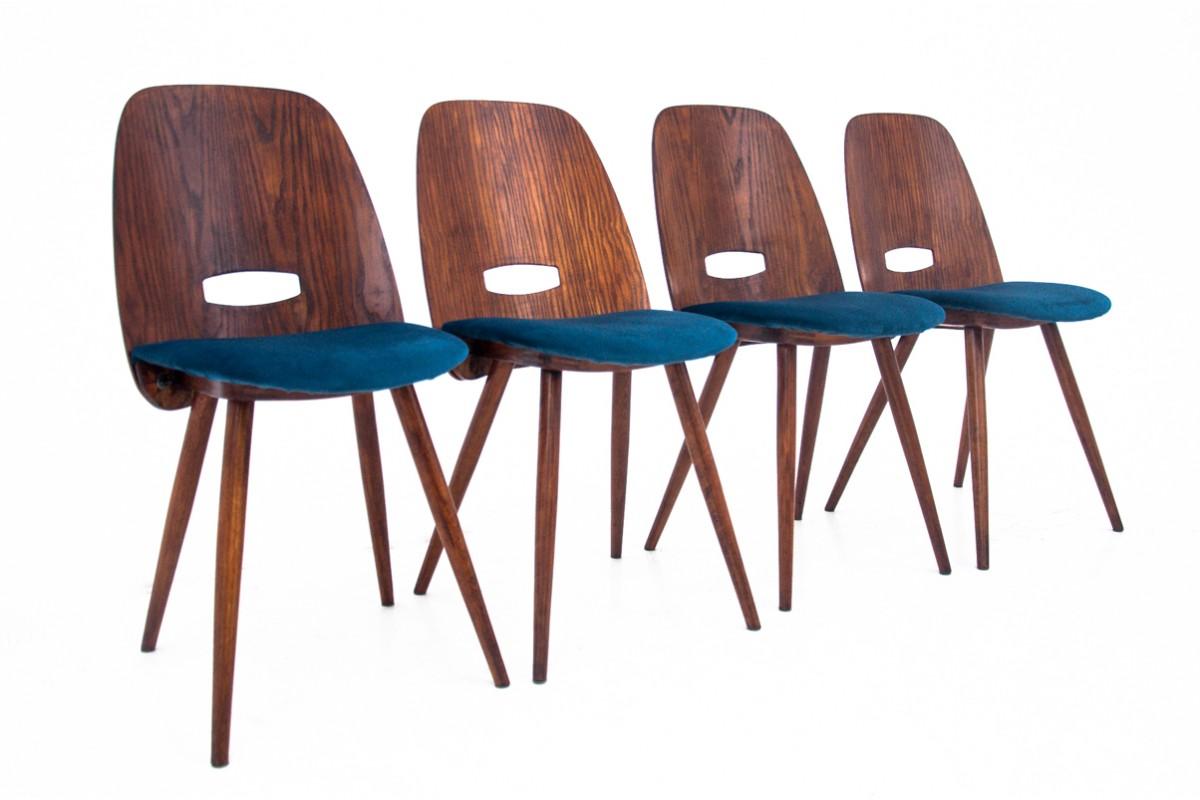 Mid-Century Modern Set of 4 Chairs by Frantisek Jirak, Tatra Nabytok, Czechoslovakia, 1960s